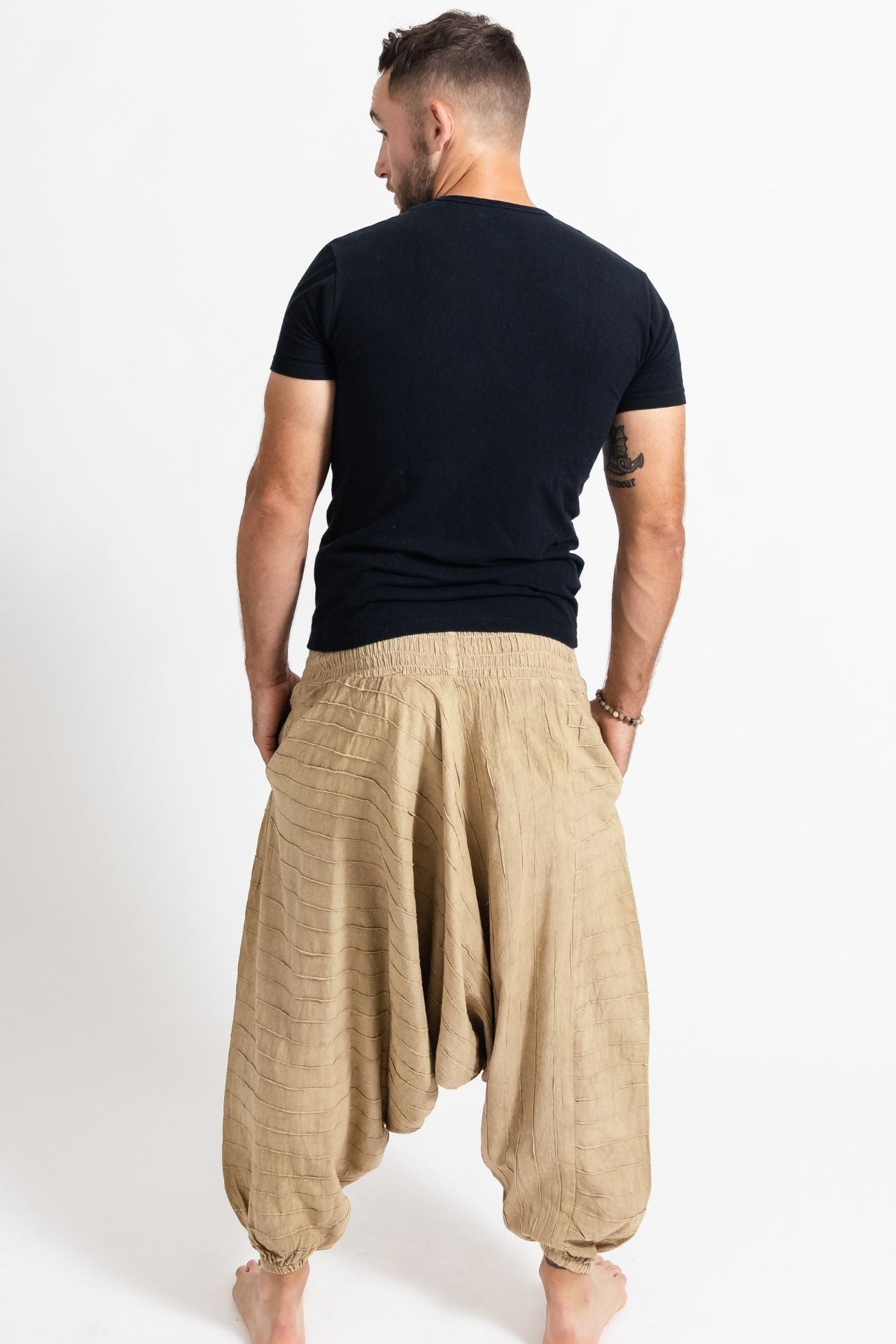 Surya Australia Earthy Cotton Aladdin Pants for men from Nepal - Natural