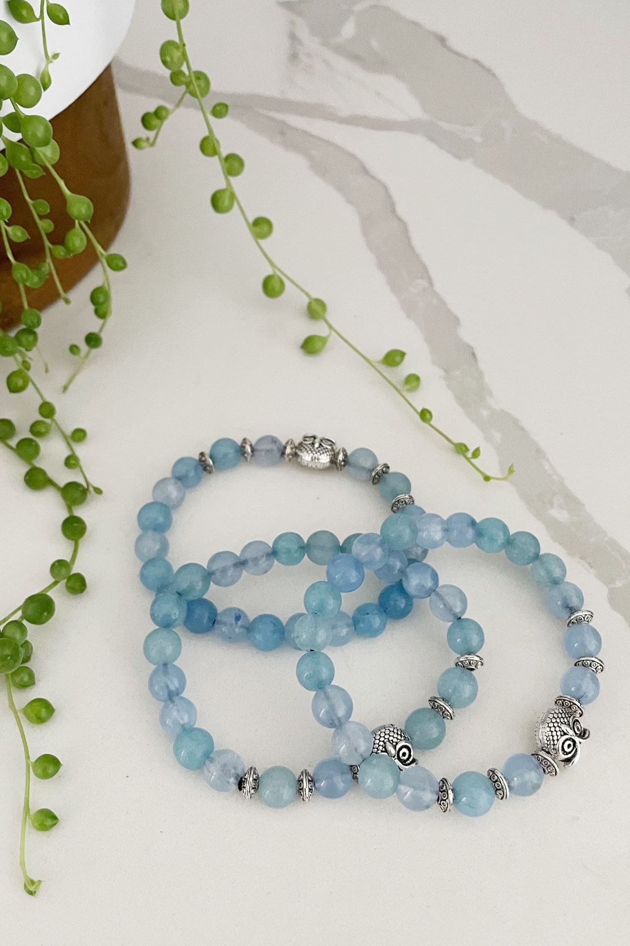 Surya Australia Ethical Mala Bracelets made in Nepal - Aquamarine