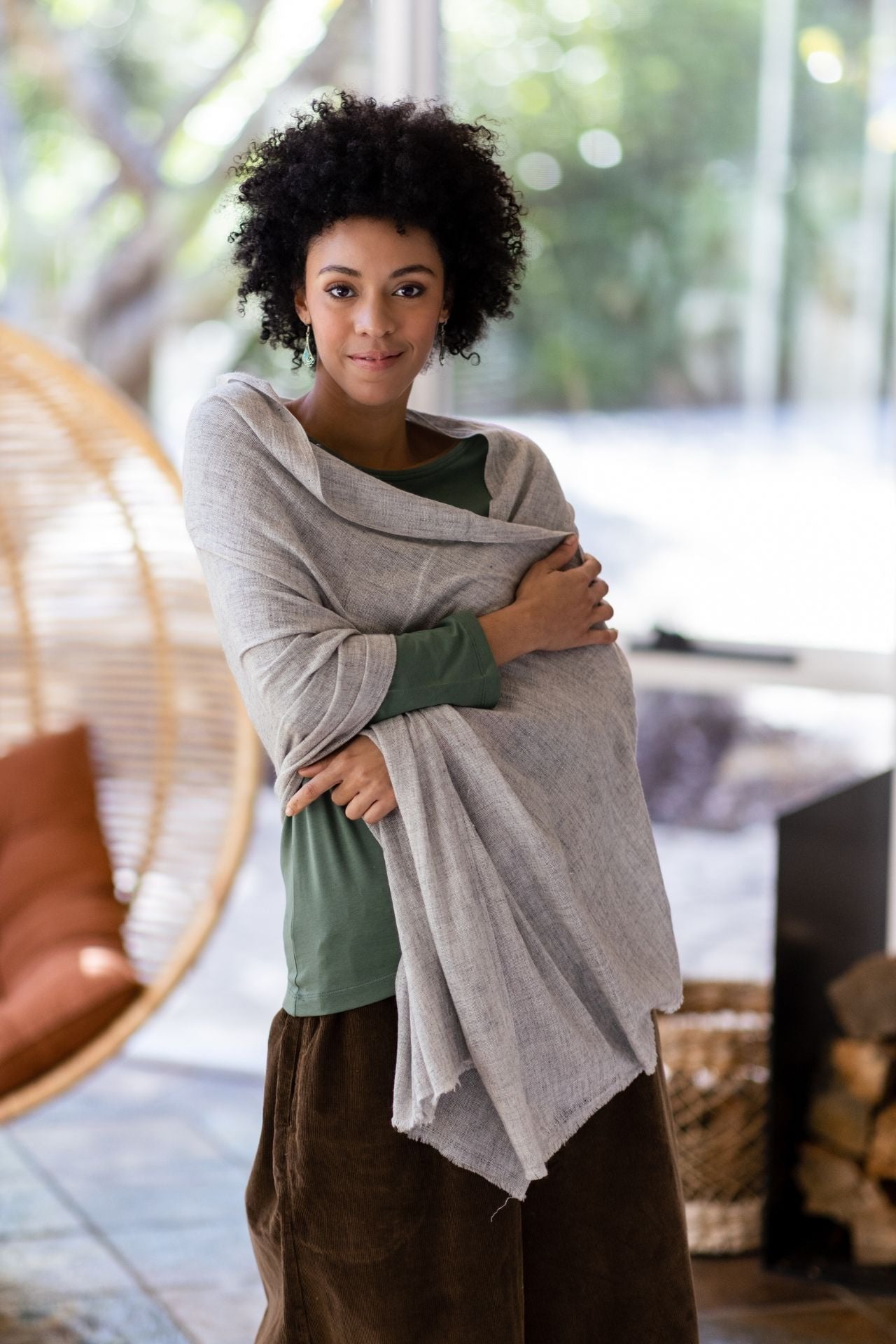 Surya Cashmere and Cotton Shawl made in Nepal