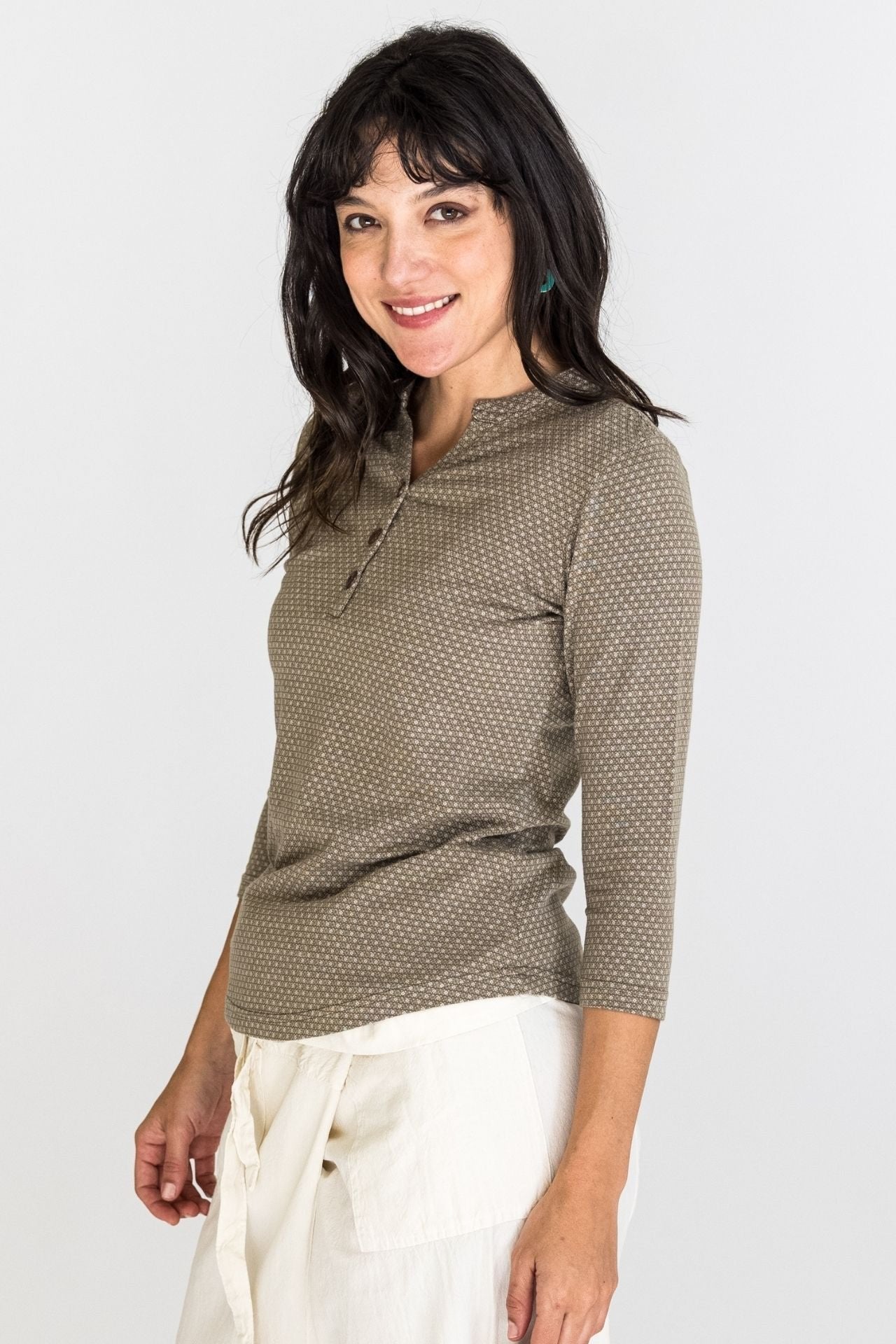 Surya Australia Clementine Organic Cotton 'Clementine' Top made in Nepal - Olive