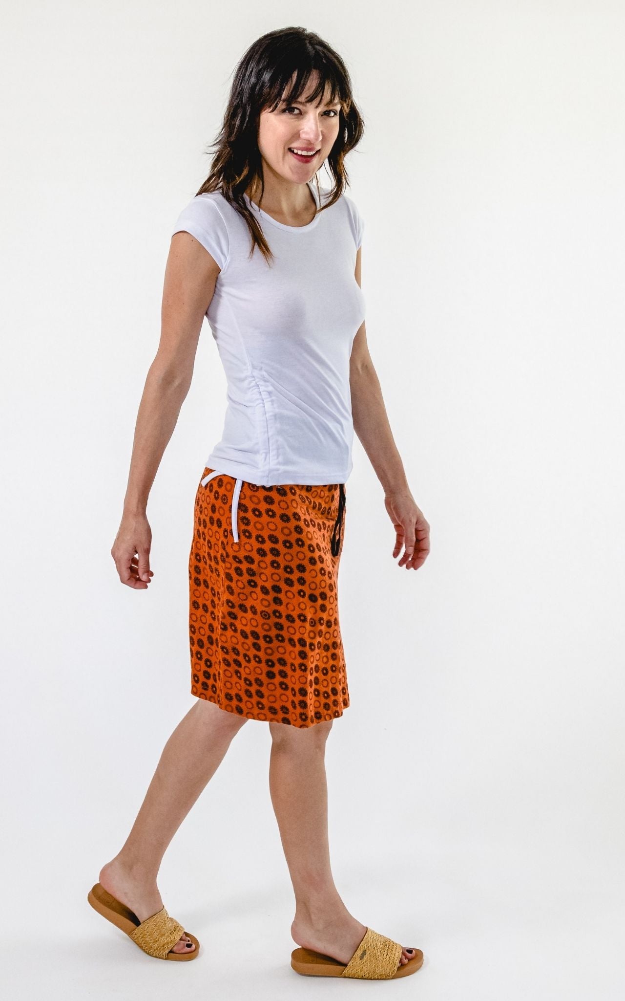 Surya Australia 'Laila' Printed Skirt from Nepal - Rust #colour_rust