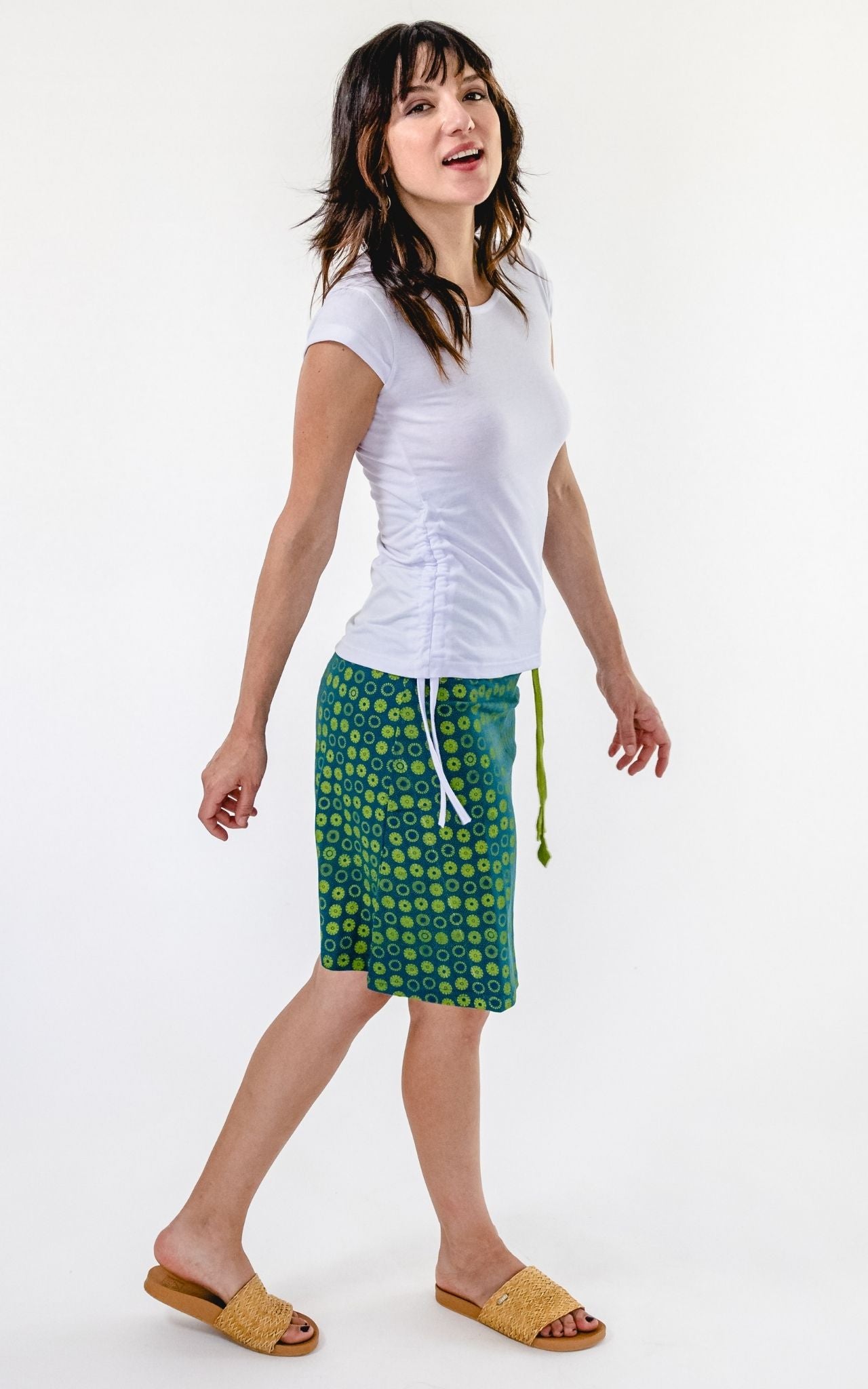 Surya Australia 'Laila' Printed Skirt from Nepal - Teal #colour_teal