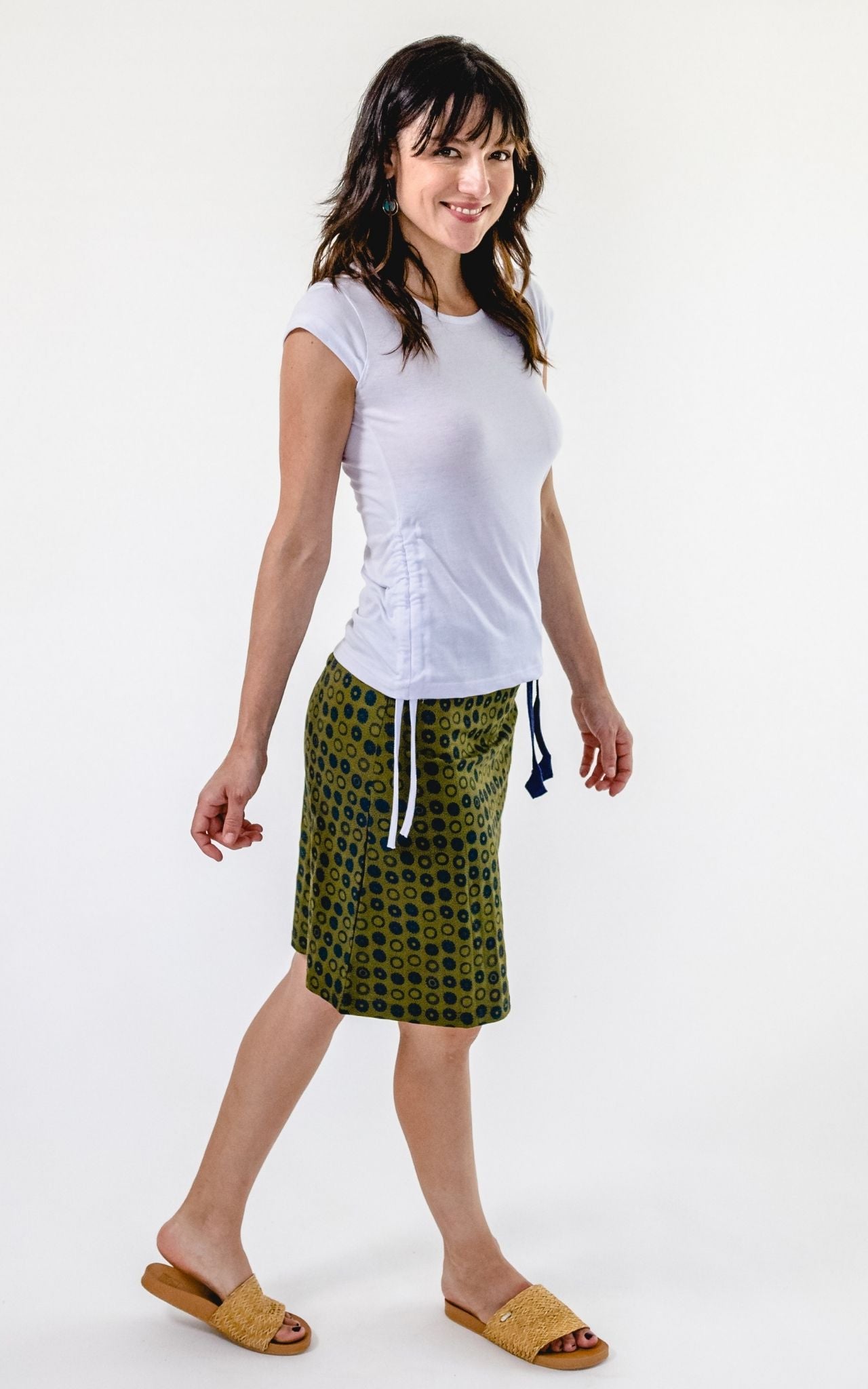 Surya Australia 'Laila' Printed Skirt from Nepal - Khaki #colour_khaki