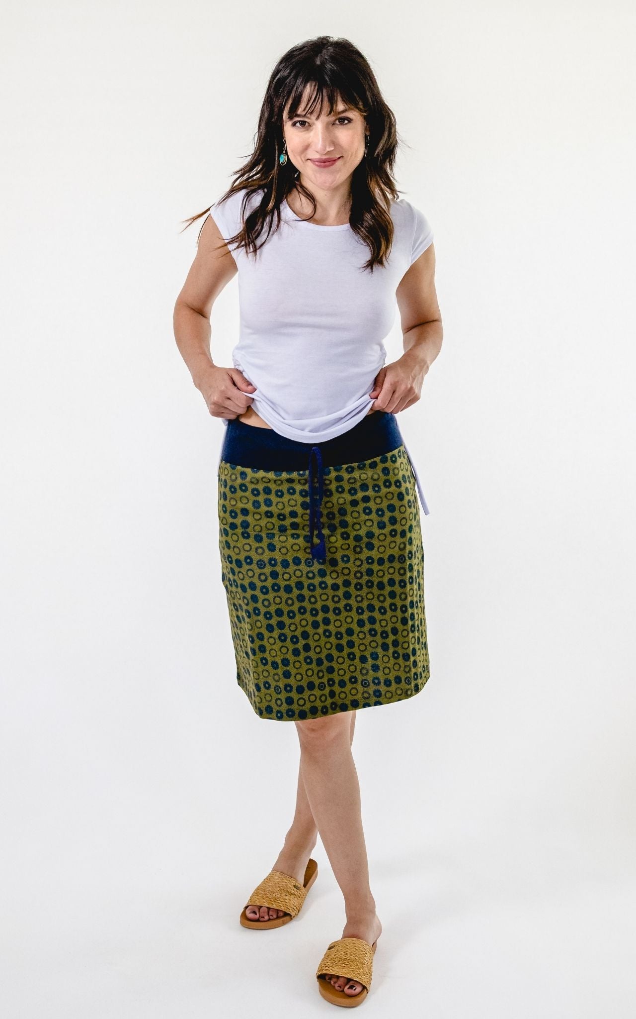 Surya Australia 'Laila' Printed Skirt from Nepal - Khaki #colour_khaki