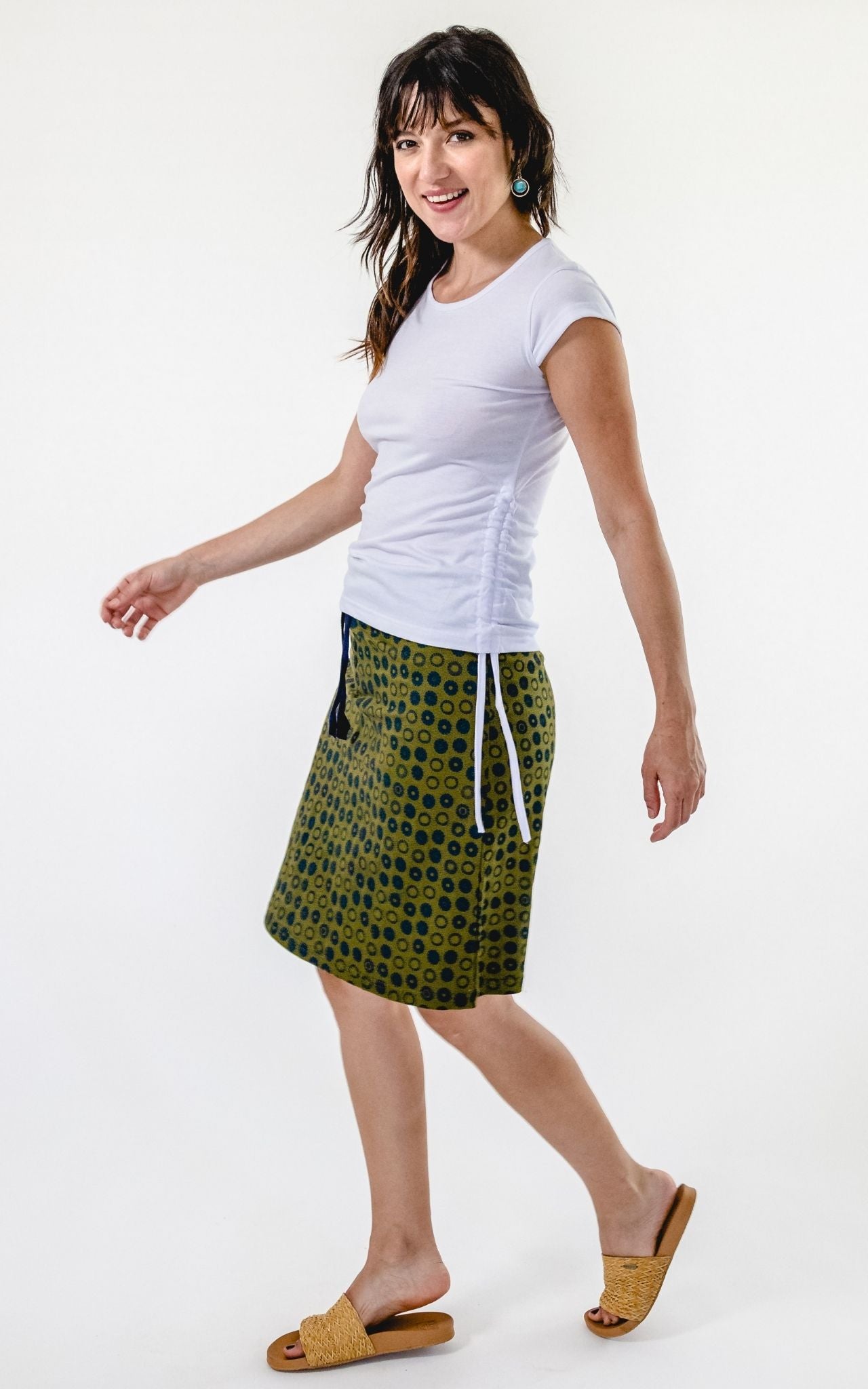 Surya Australia 'Laila' Printed Skirt from Nepal - Khaki #colour_khaki