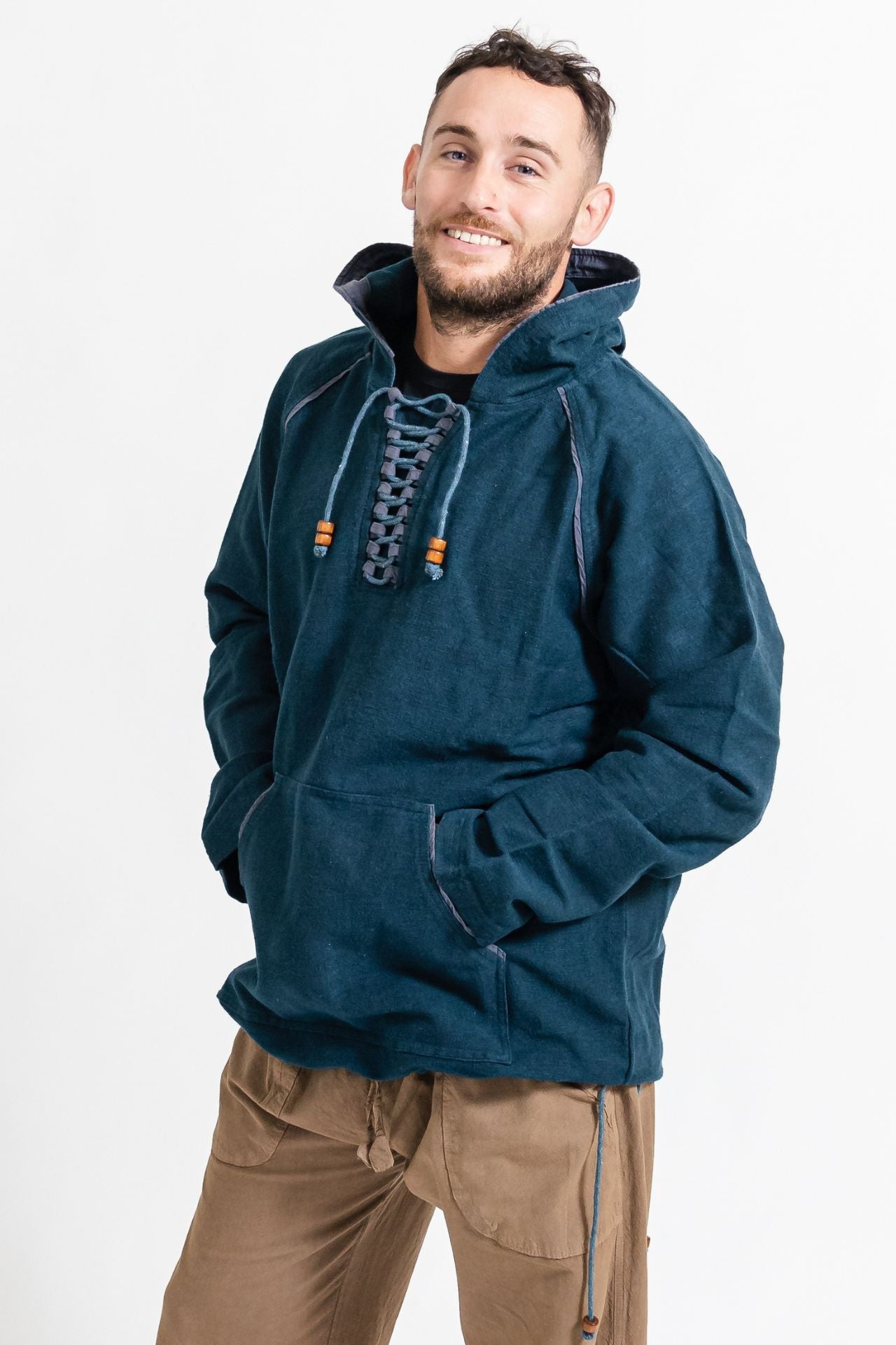 Surya Australia Ethical Thick Cotton Hoodie made in Nepal - Blue