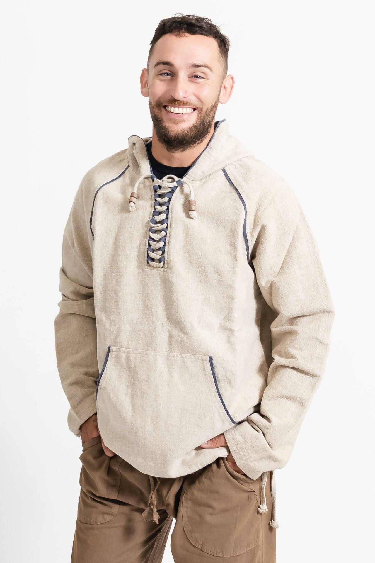 Surya Australia Ethical Thick Cotton Hoodie made in Nepal - Natural