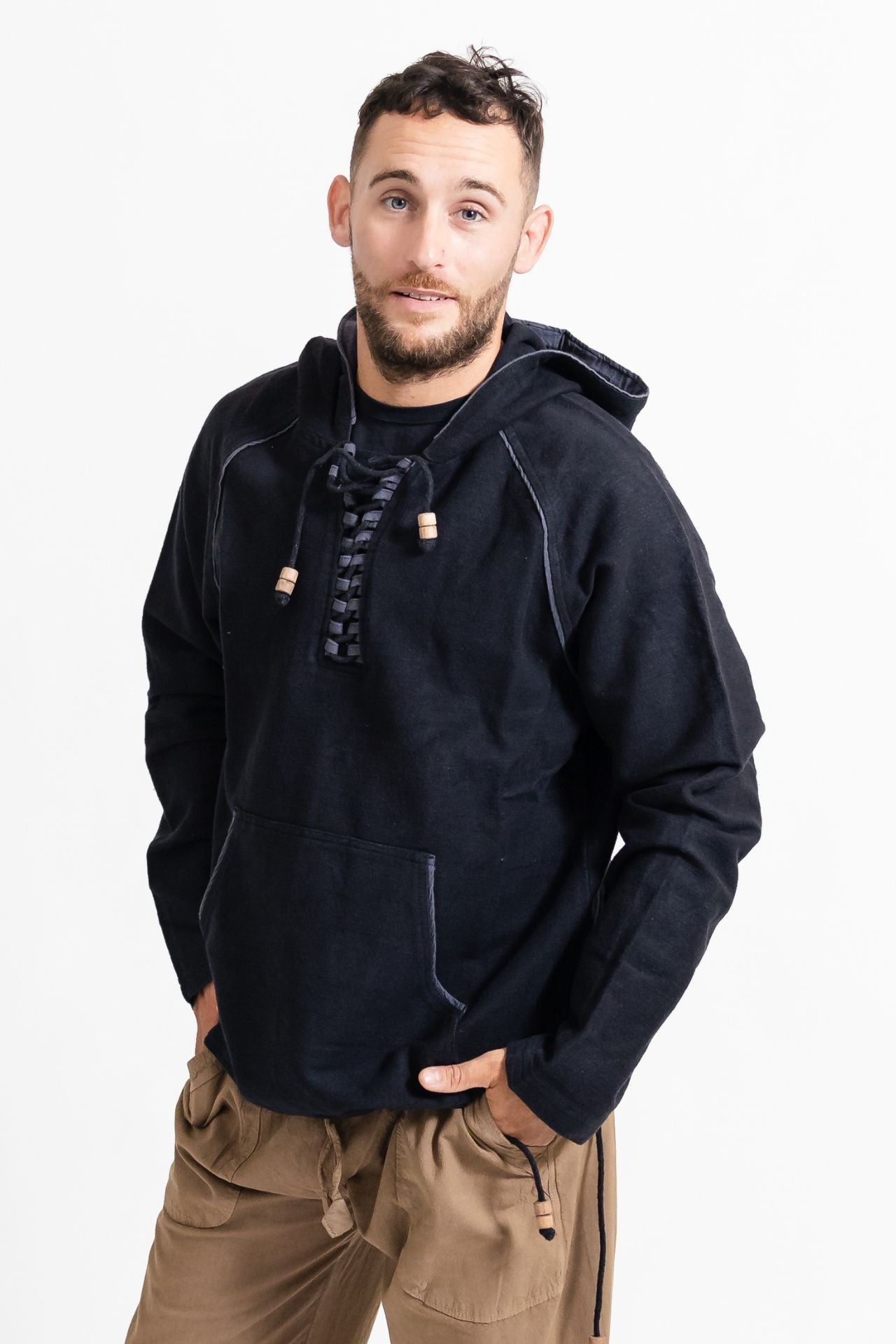 Surya Australia Ethical Thick Cotton Hoodie made in Nepal - Black