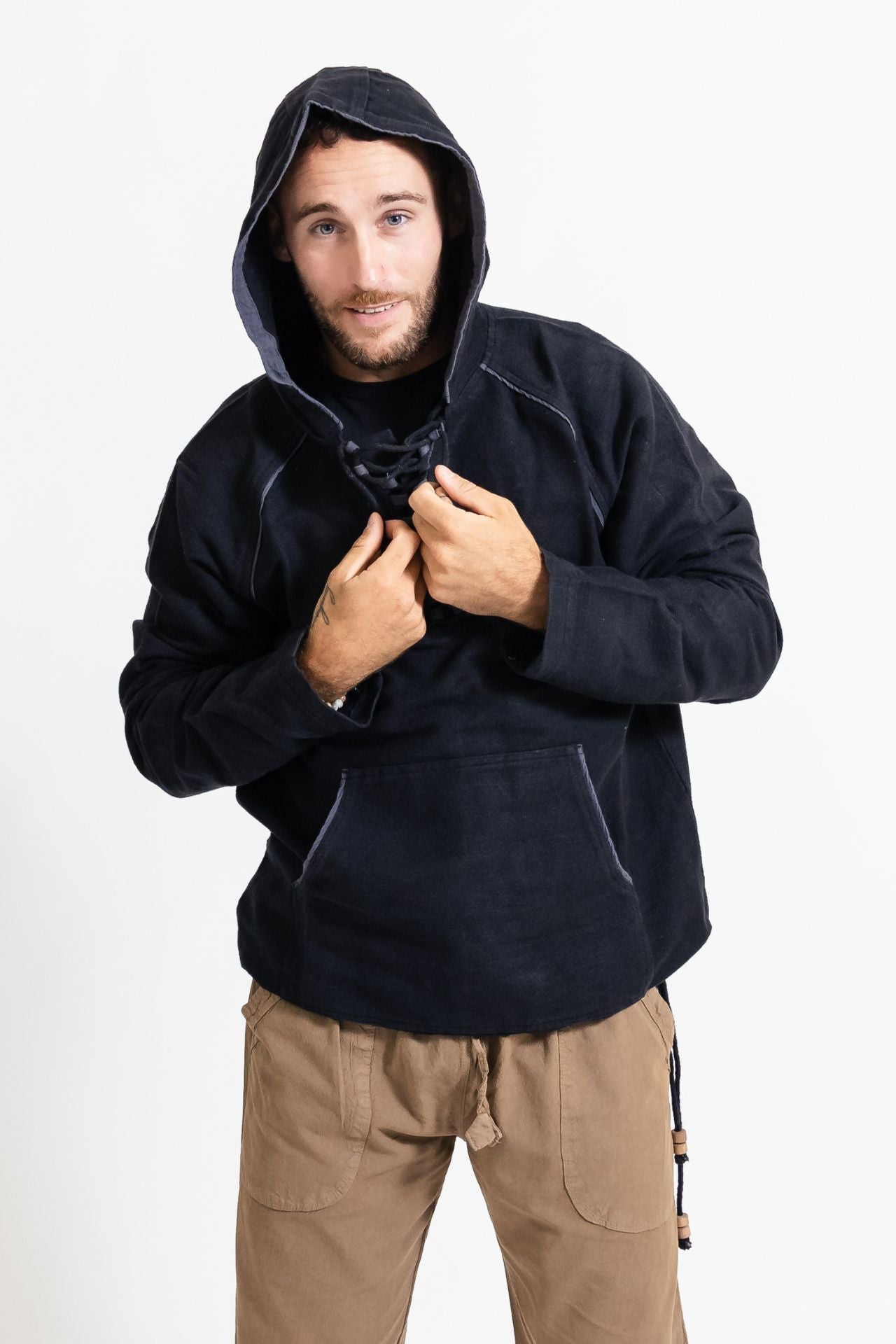 Surya Australia Ethical Thick Cotton Hoodie made in Nepal - Black