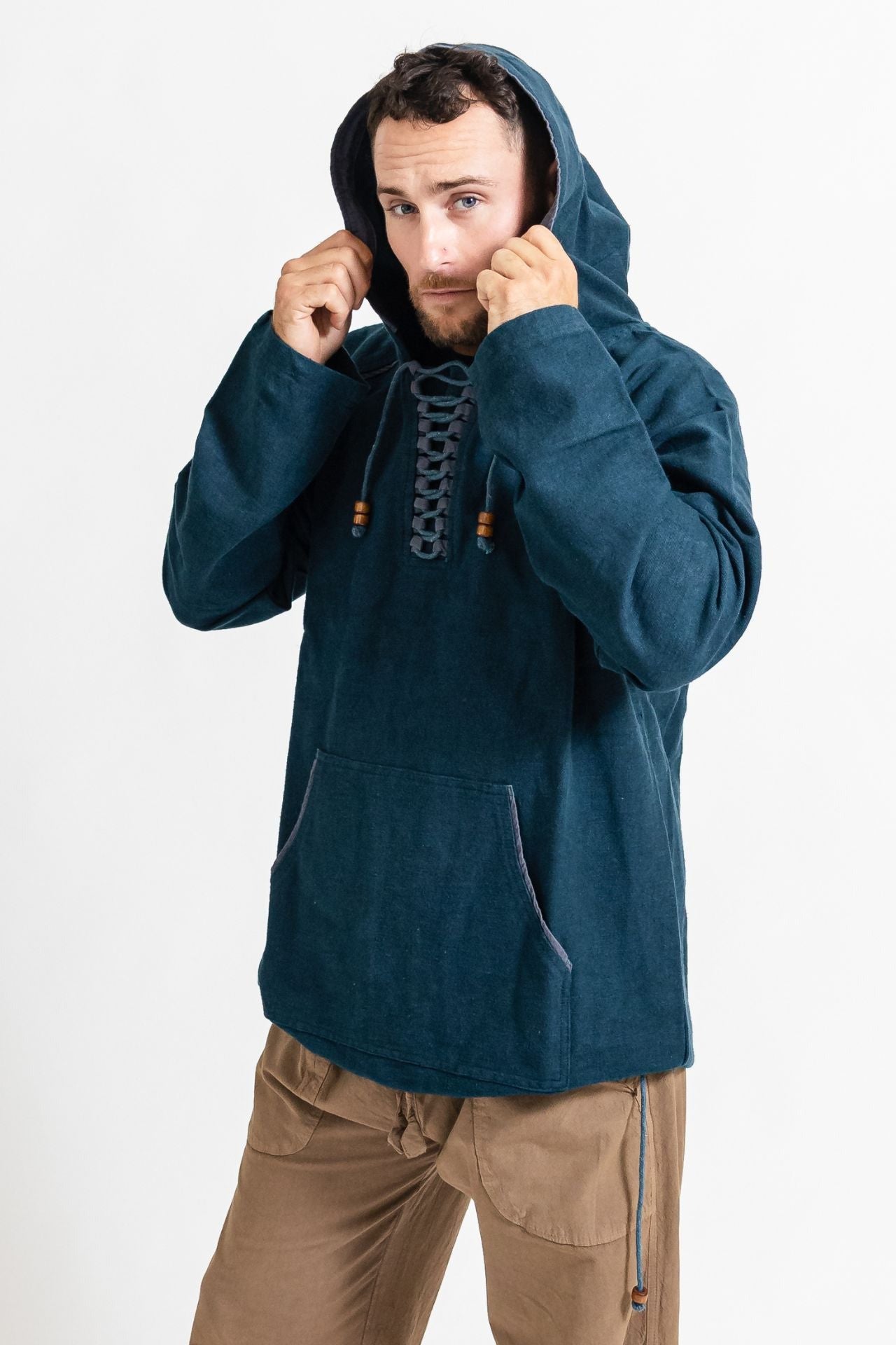 Surya Australia Ethical Thick Cotton Hoodie made in Nepal - Blue