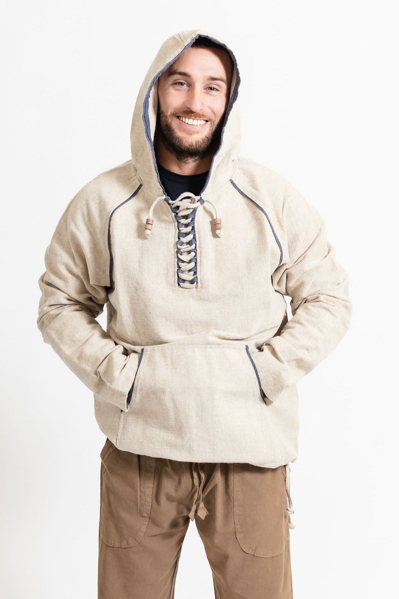 Surya Australia Ethical Thick Cotton Hoodie made in Nepal - Natural