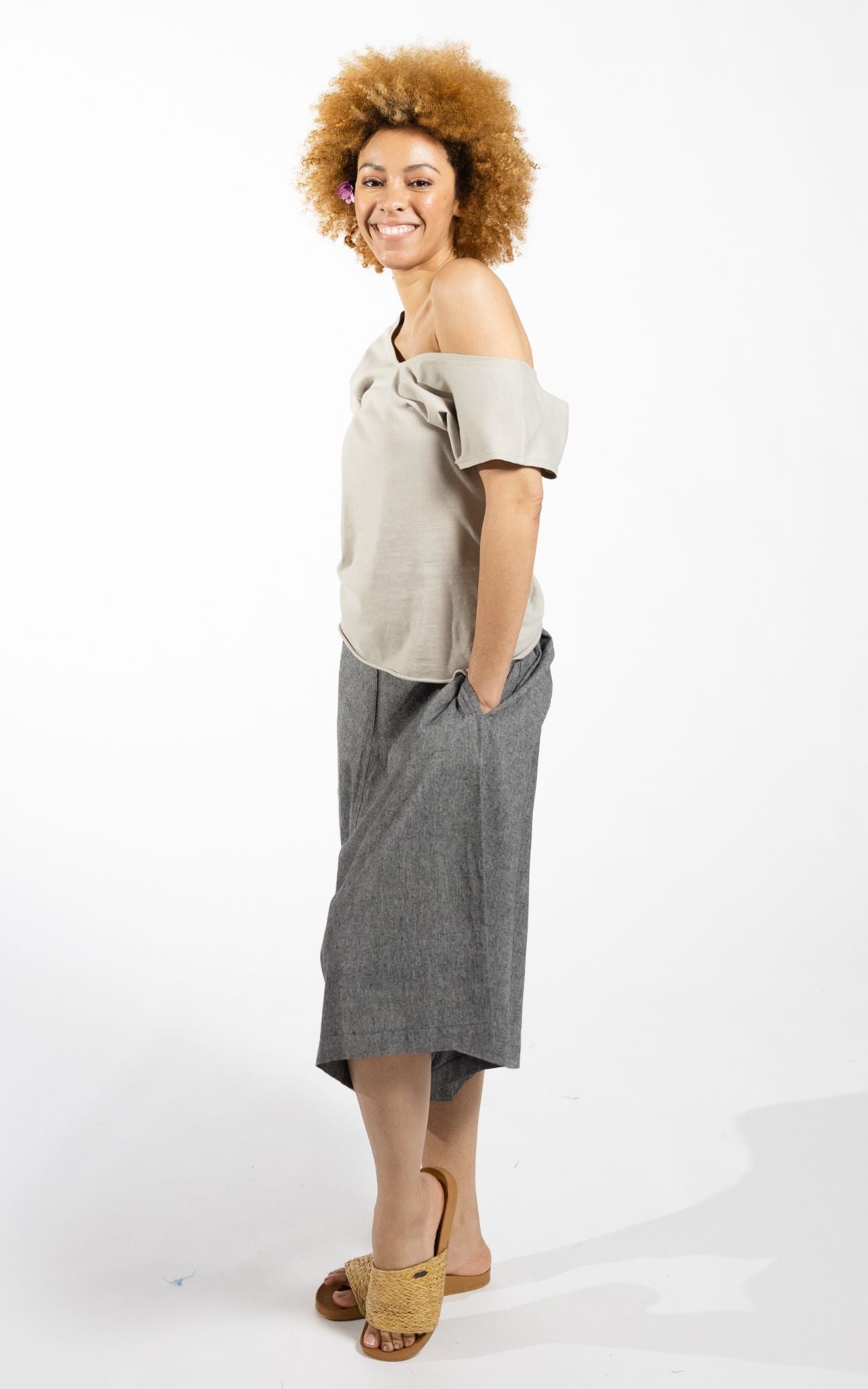 Surya Australia Ethical Cotton Culottes made in Nepal - Grey