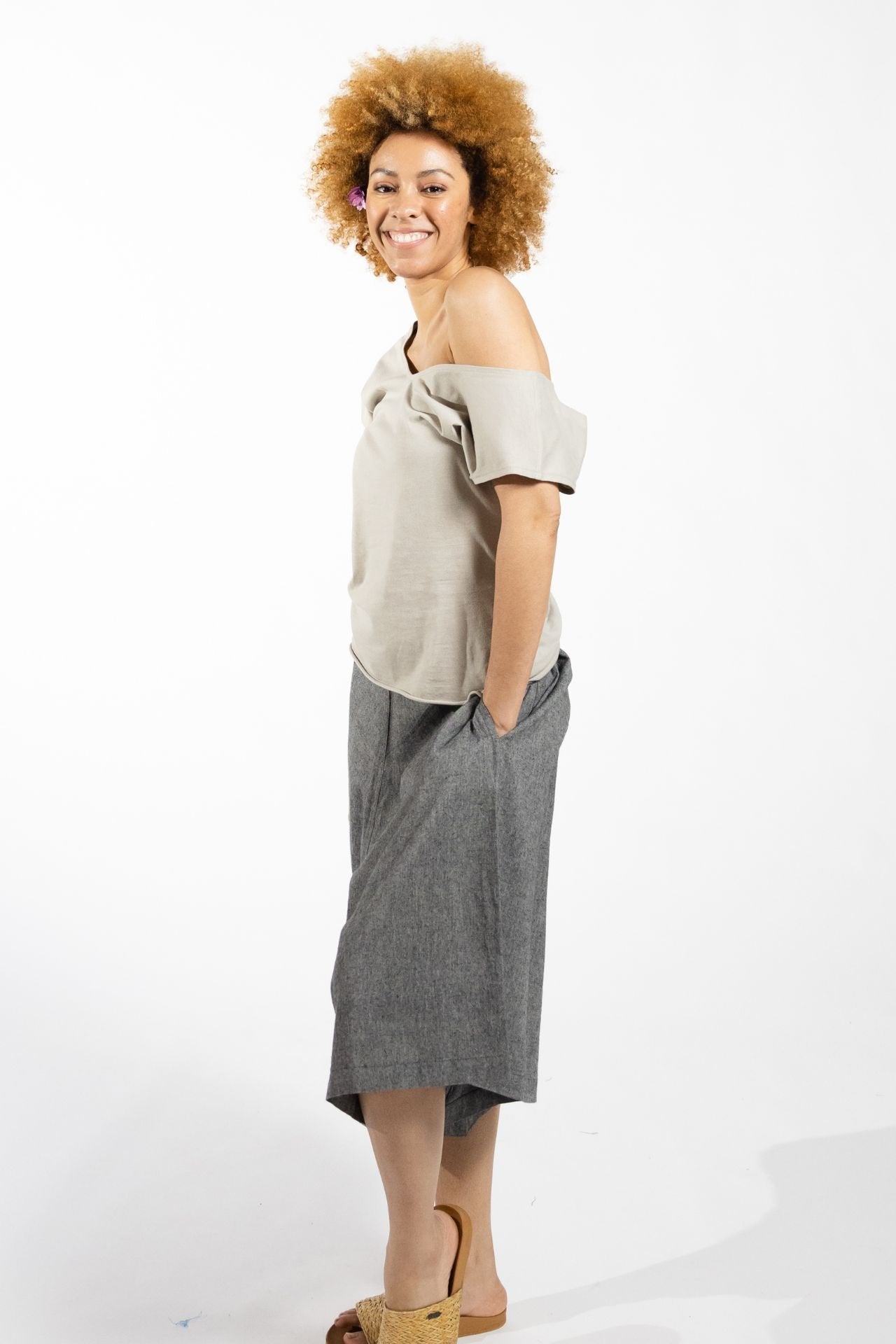 Surya Australia Ethical Cotton Culottes made in Nepal - Grey