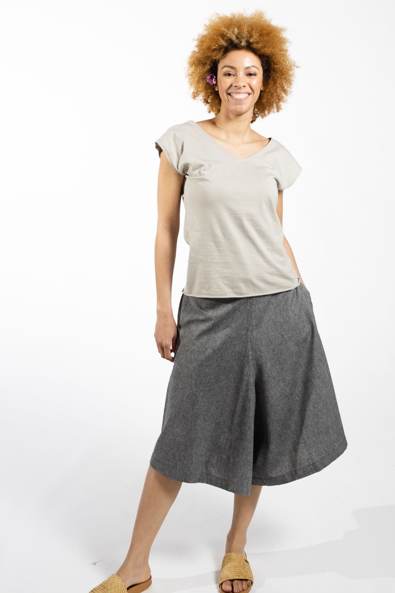 Surya Australia Ethical Cotton Culottes made in Nepal - Grey