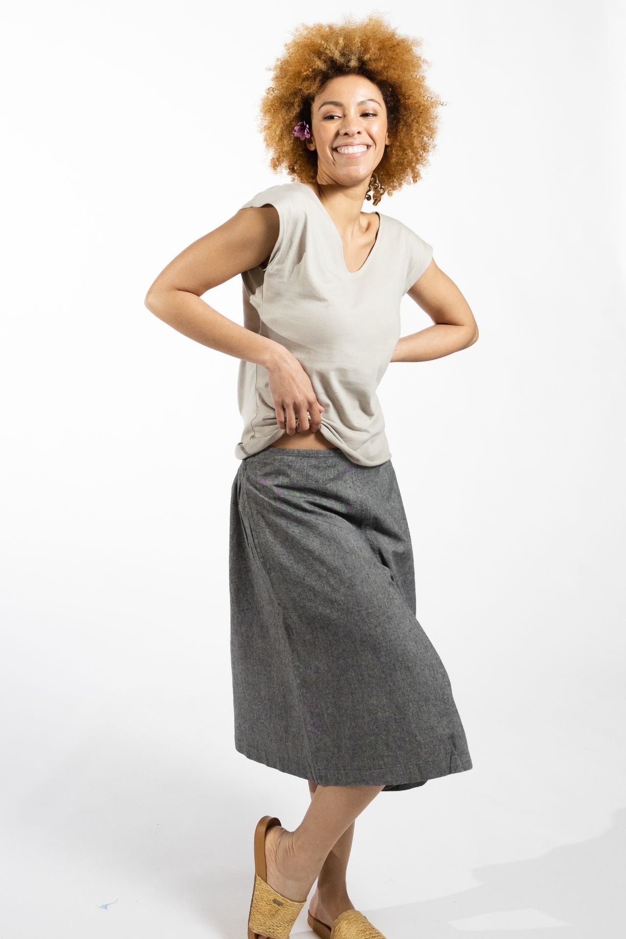 Surya Australia Ethical Cotton Culottes made in Nepal - Grey