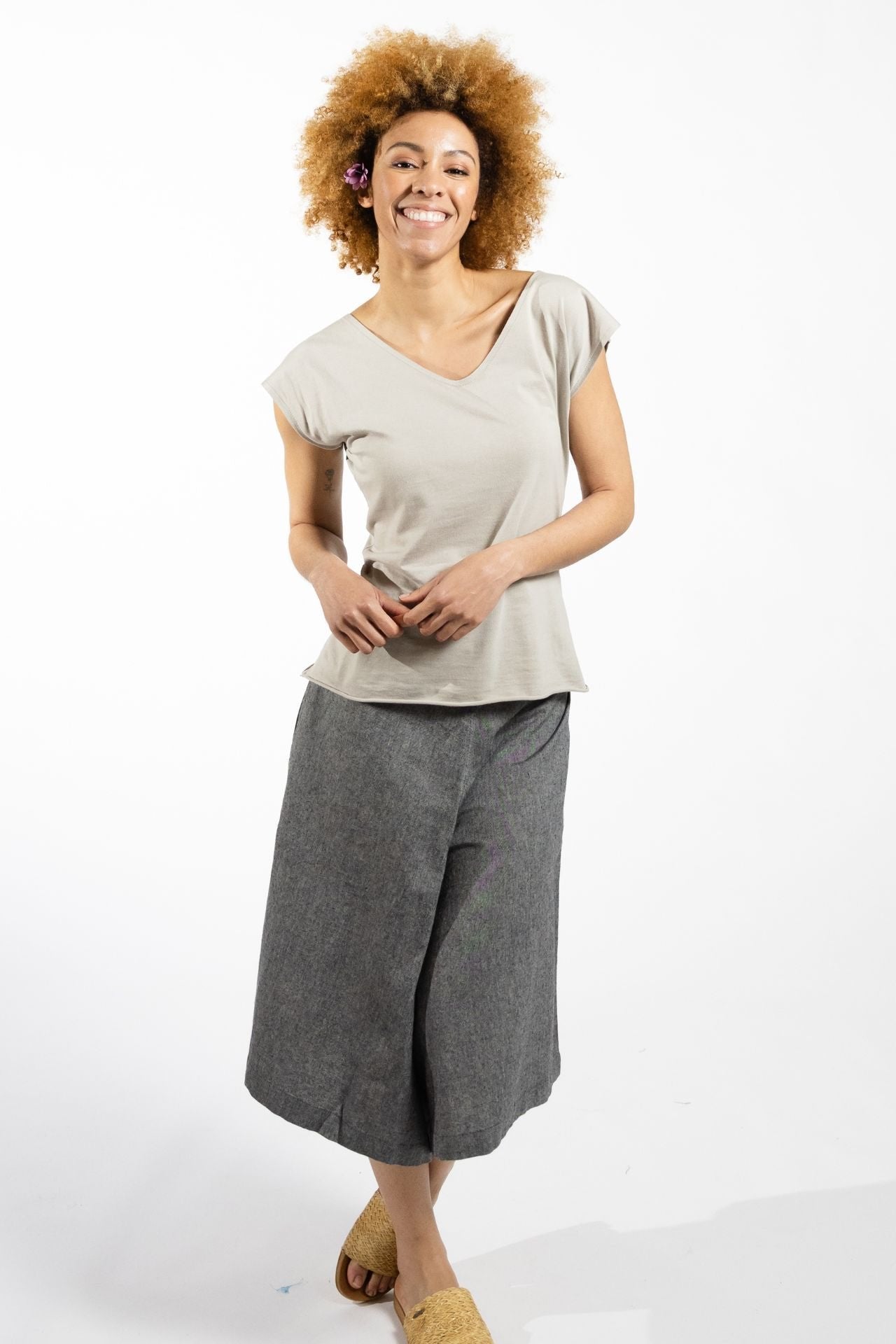 Surya Australia Ethical Cotton Culottes made in Nepal - Grey
