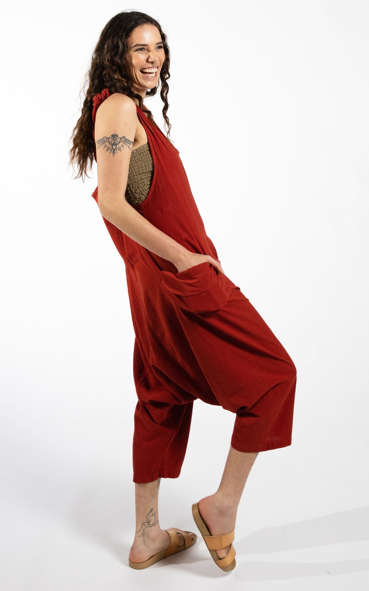 Surya Australia Ethical Cotton 'Bahini' Overalls Dungarees made in Nepal - Rust