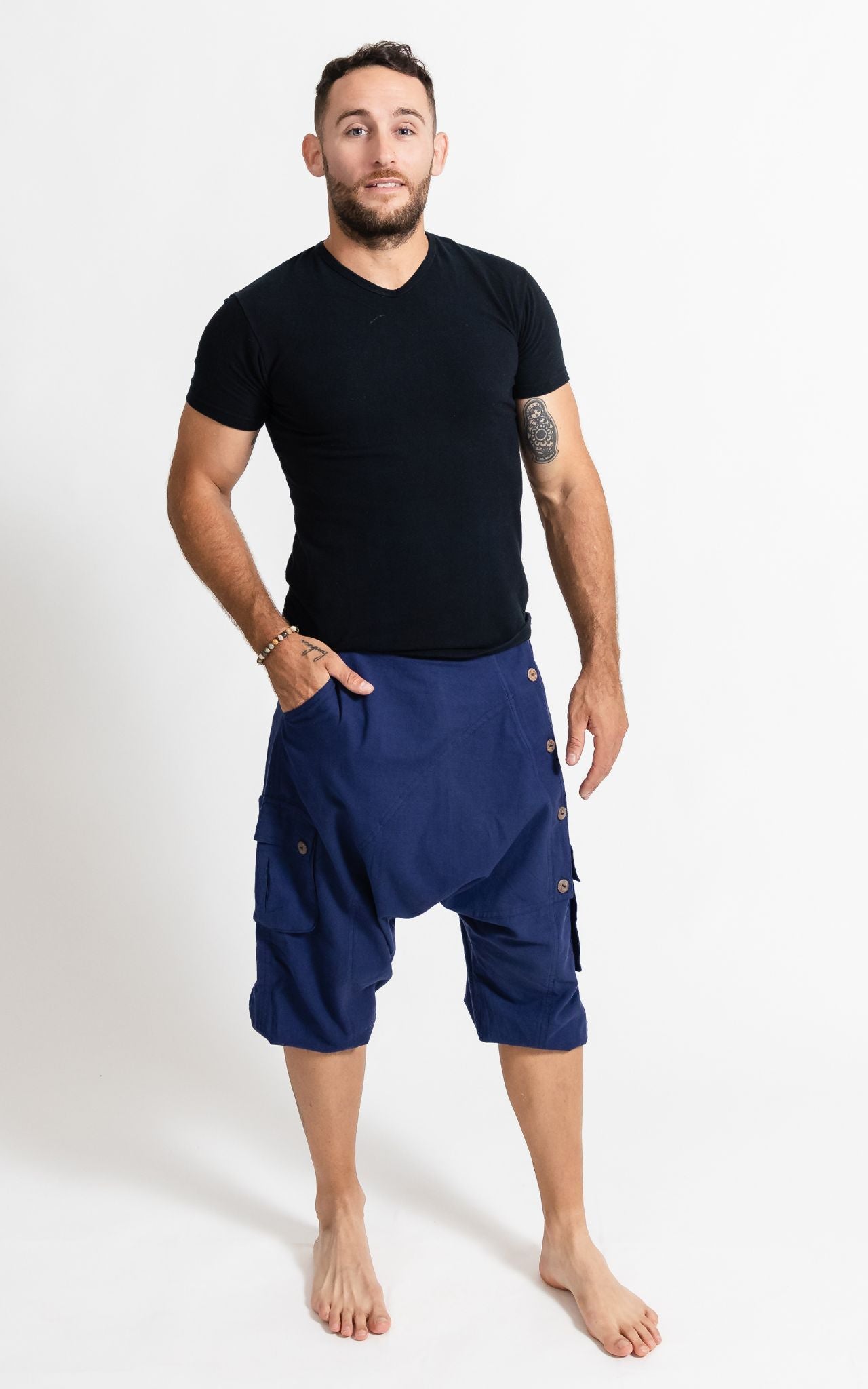 Surya Australia Drop Crotch Shorts from Nepal for men - Blue