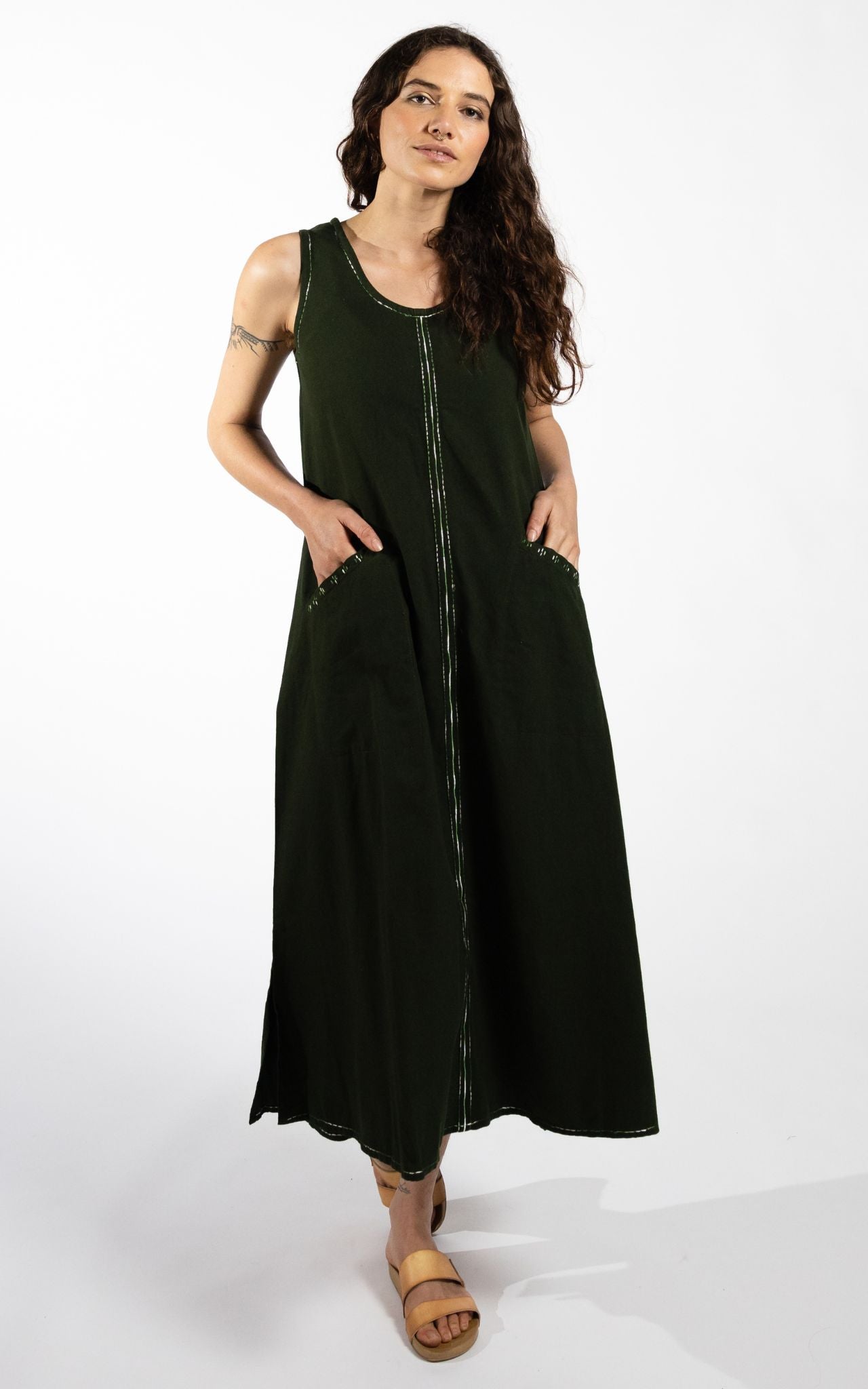 Surya Australia Ethical Cotton 'Calliope' Dress made in Nepal - Green