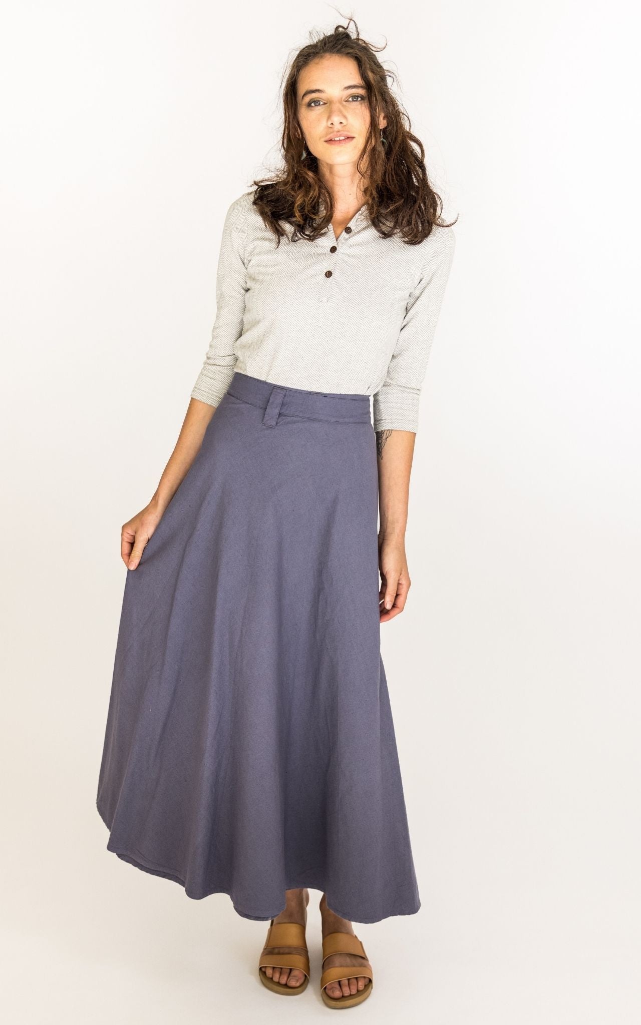 Surya Australia 'Odette' Wrap Skirt from Nepal - Grey #colour_grey
