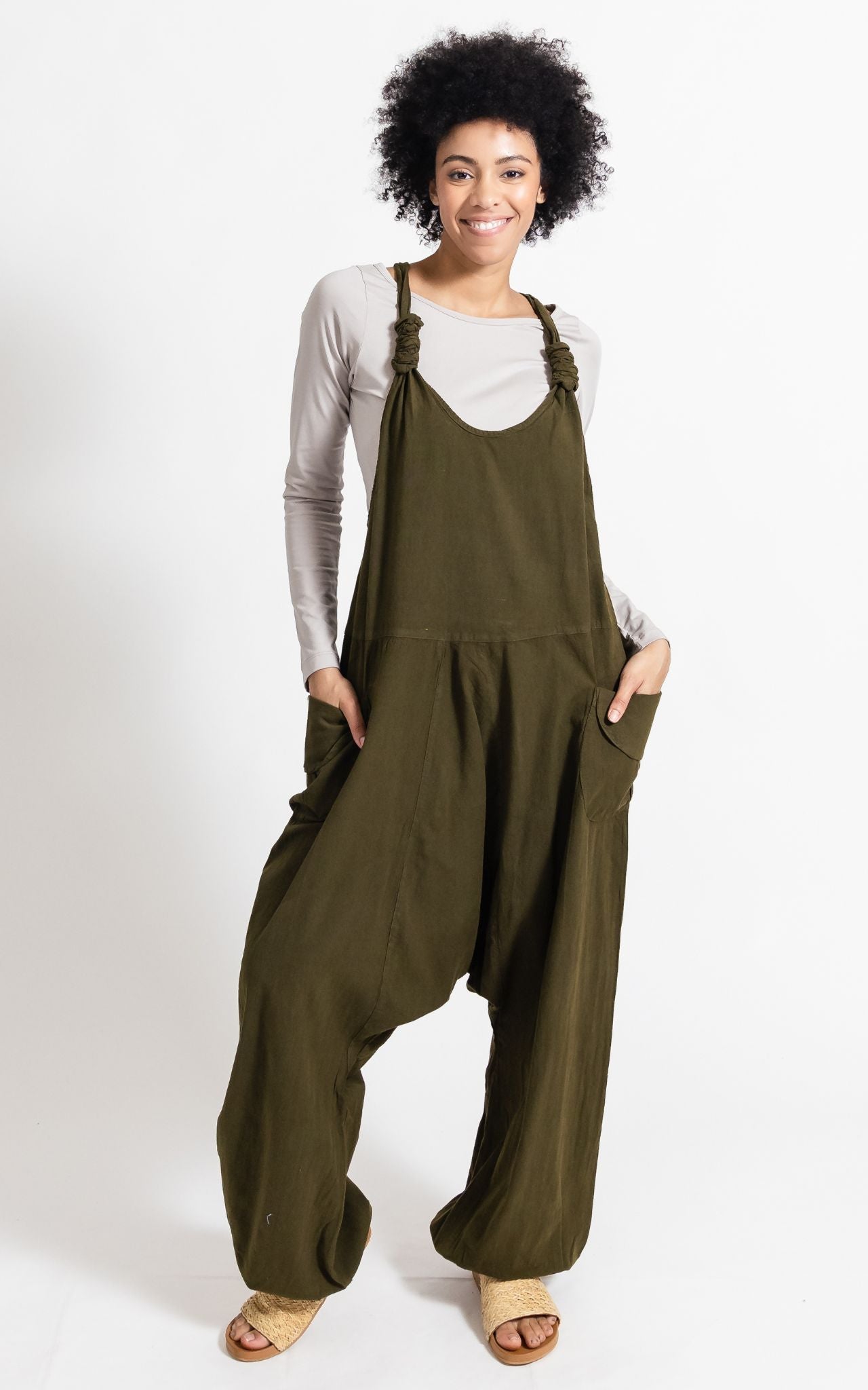 Surya Australia Ethical Cotton long 'Bahini' Overalls made in Nepal - Green