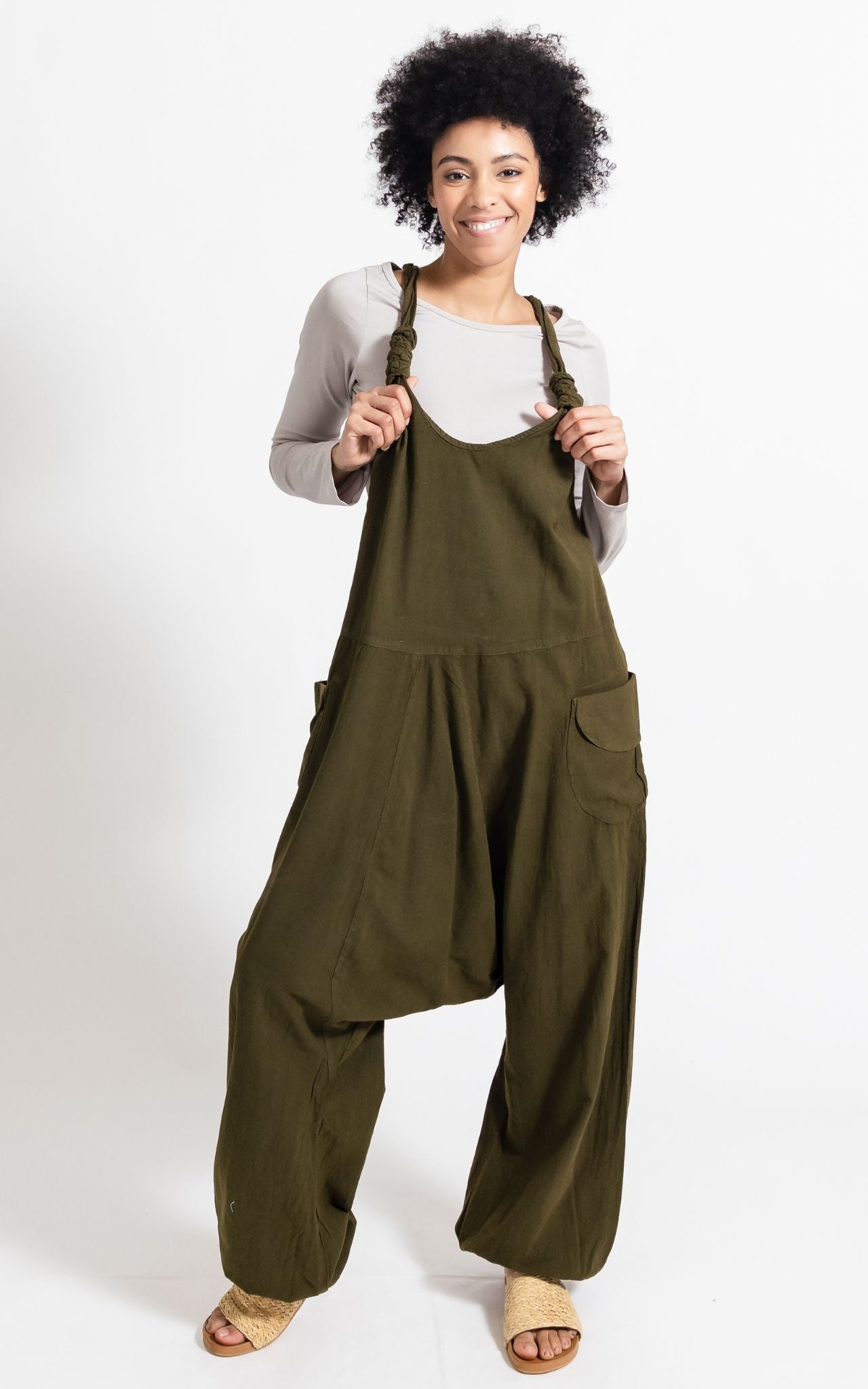 Surya Australia Ethical Cotton long 'Bahini' Overalls made in Nepal - Green
