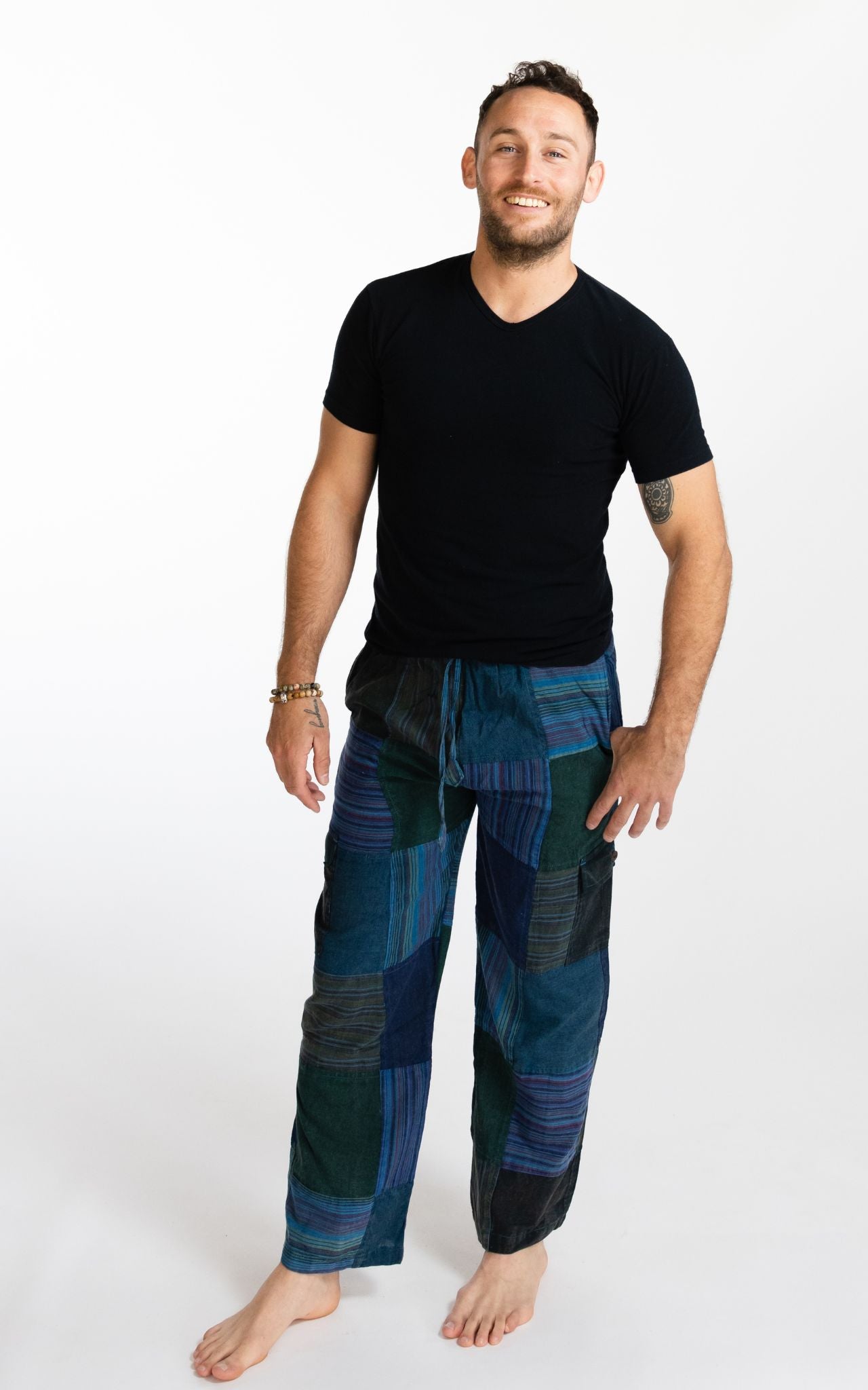 Surya Australia Cotton Patch Pants for men made in Nepal - Blue