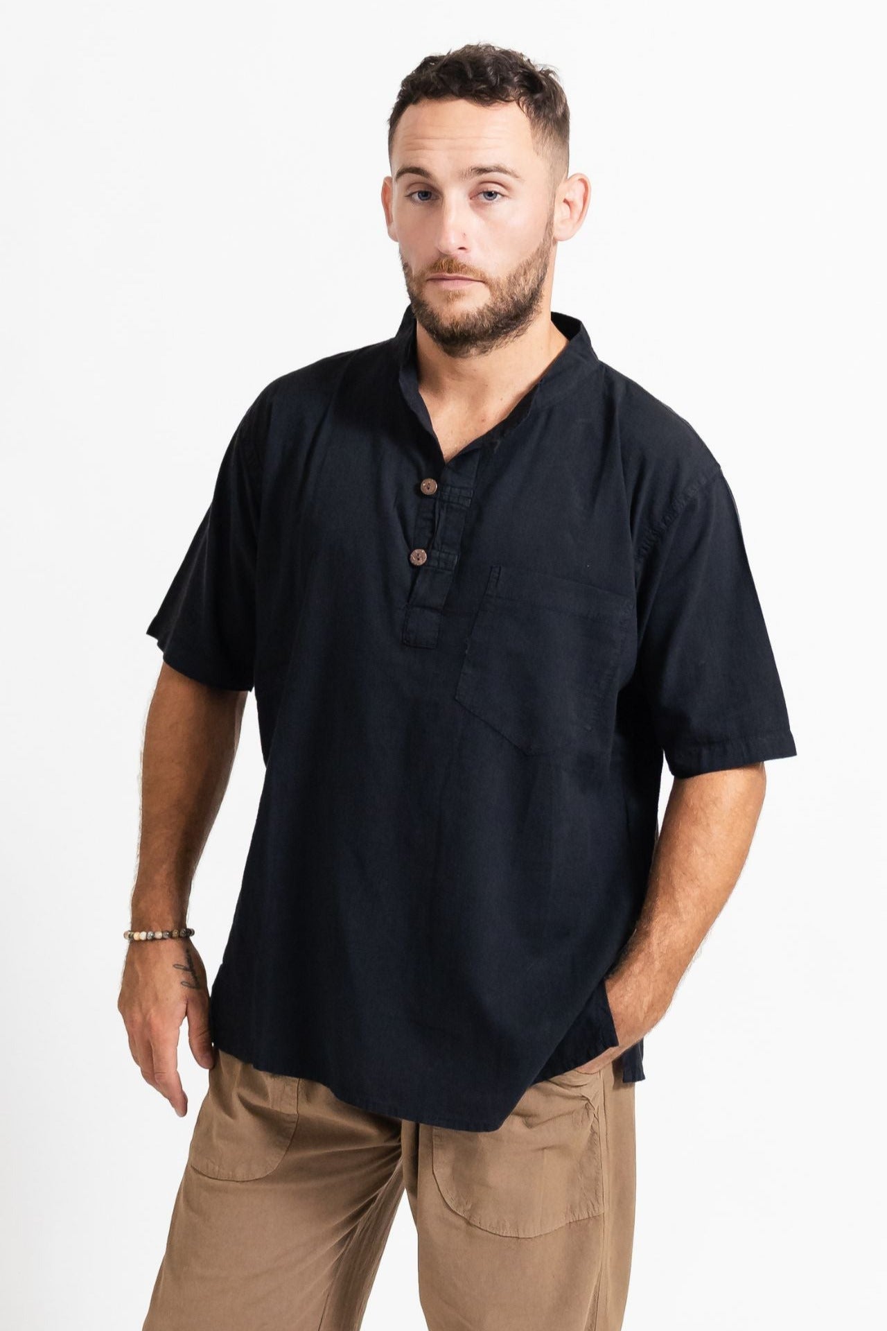 Surya Cotton Pablo Shirt made in Nepal - Black