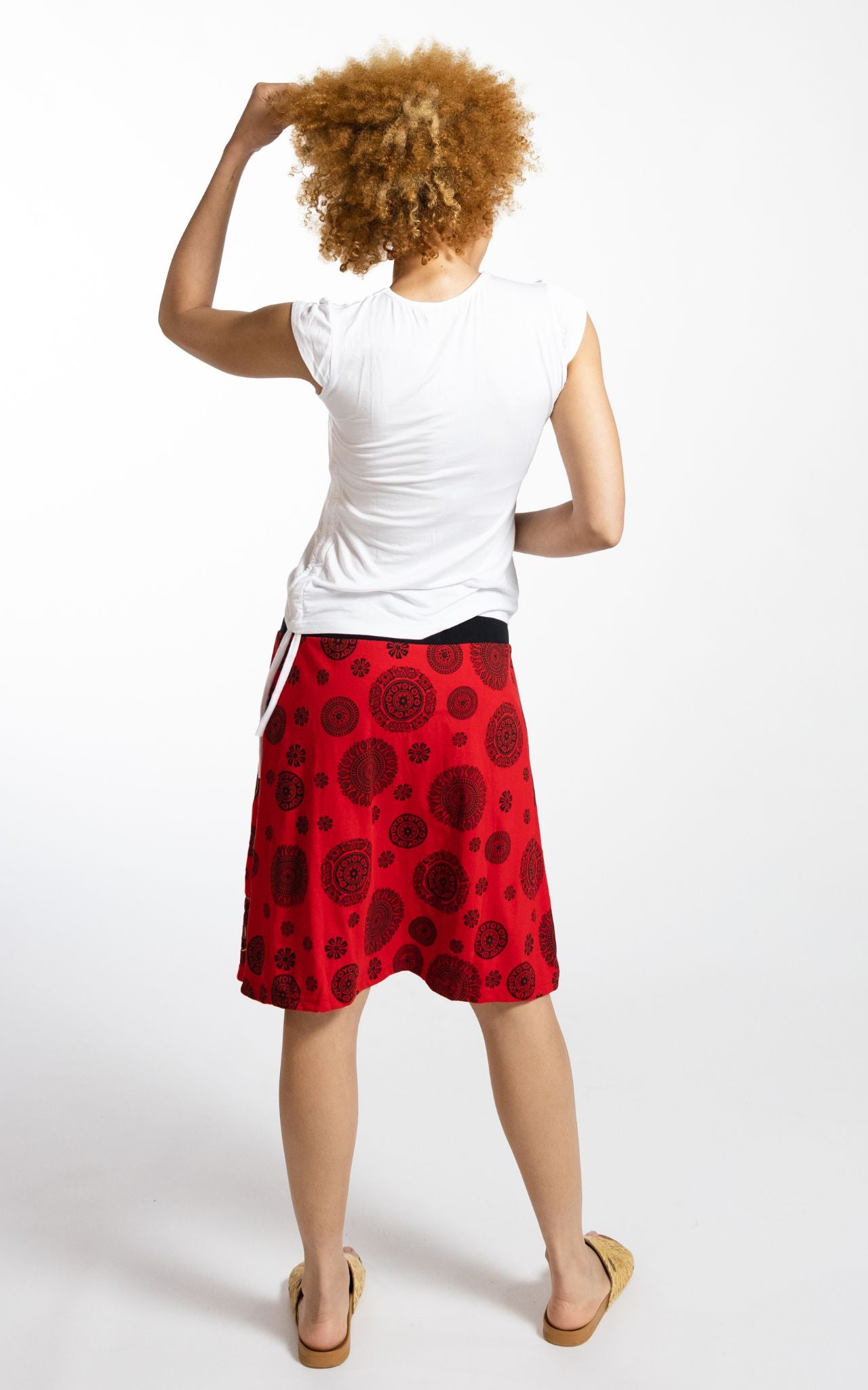 Surya Australia Ethical Stretch Cotton Printed Skirts made in Nepal - Red