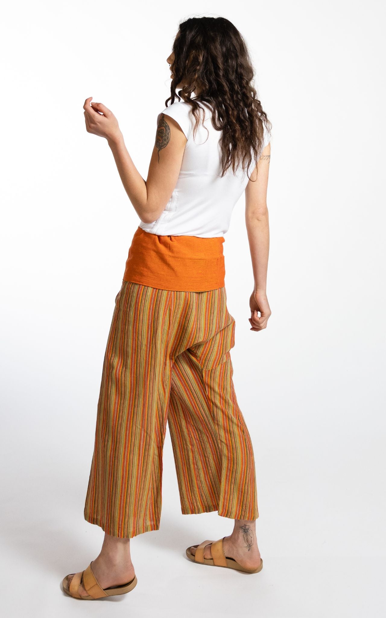 Surya Australia Ethical Cotton Thai Fisherman Pants - Striped Orange