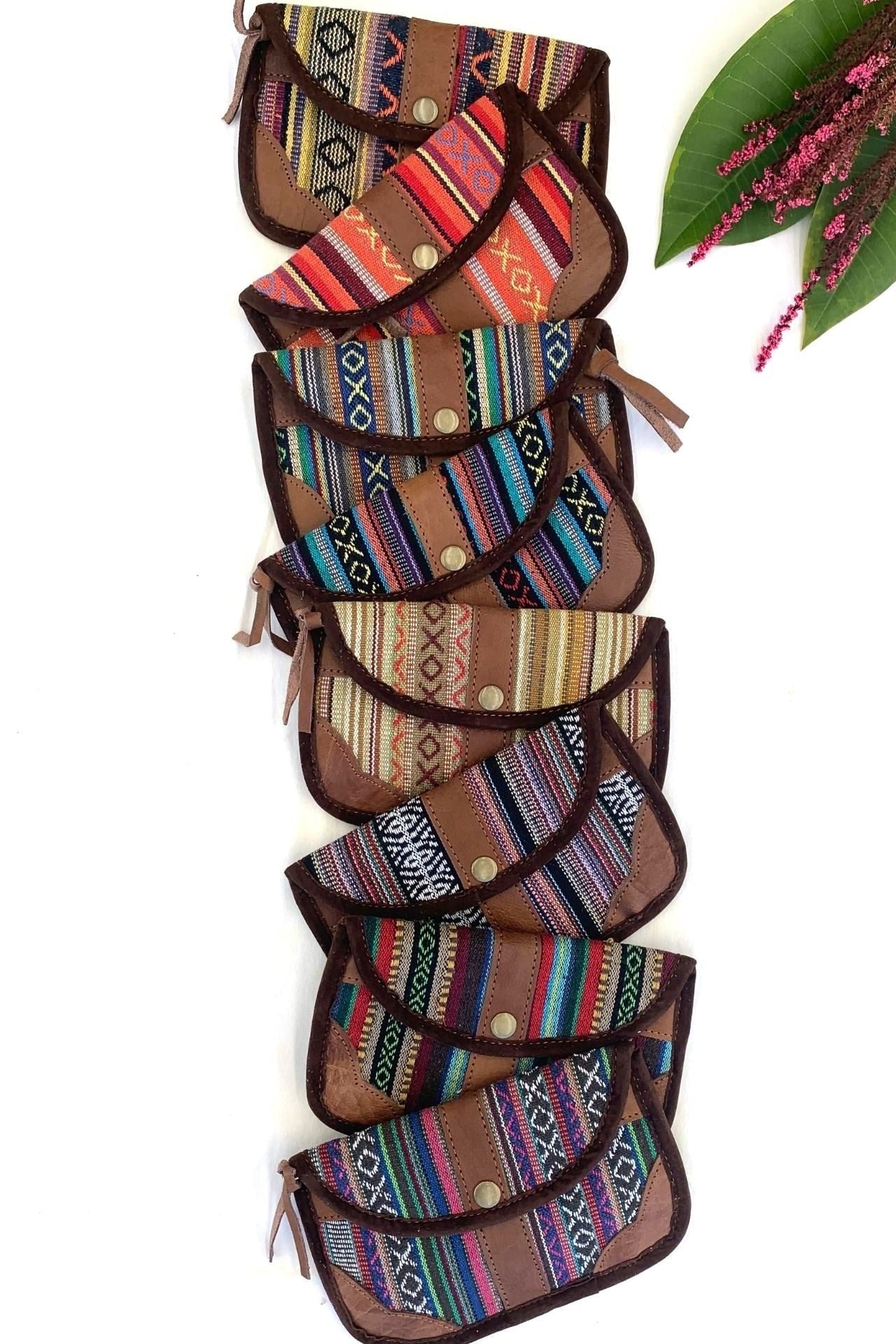 Surya AUstralia Ethical Buffalo Leather + Woven Cotton Clutch Wallets from Nepal