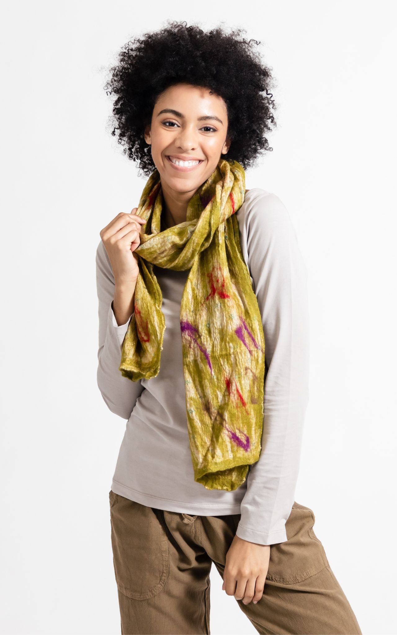 Surya Australia Ethical Felt and SIlk Scarf made in Nepal - Mustard