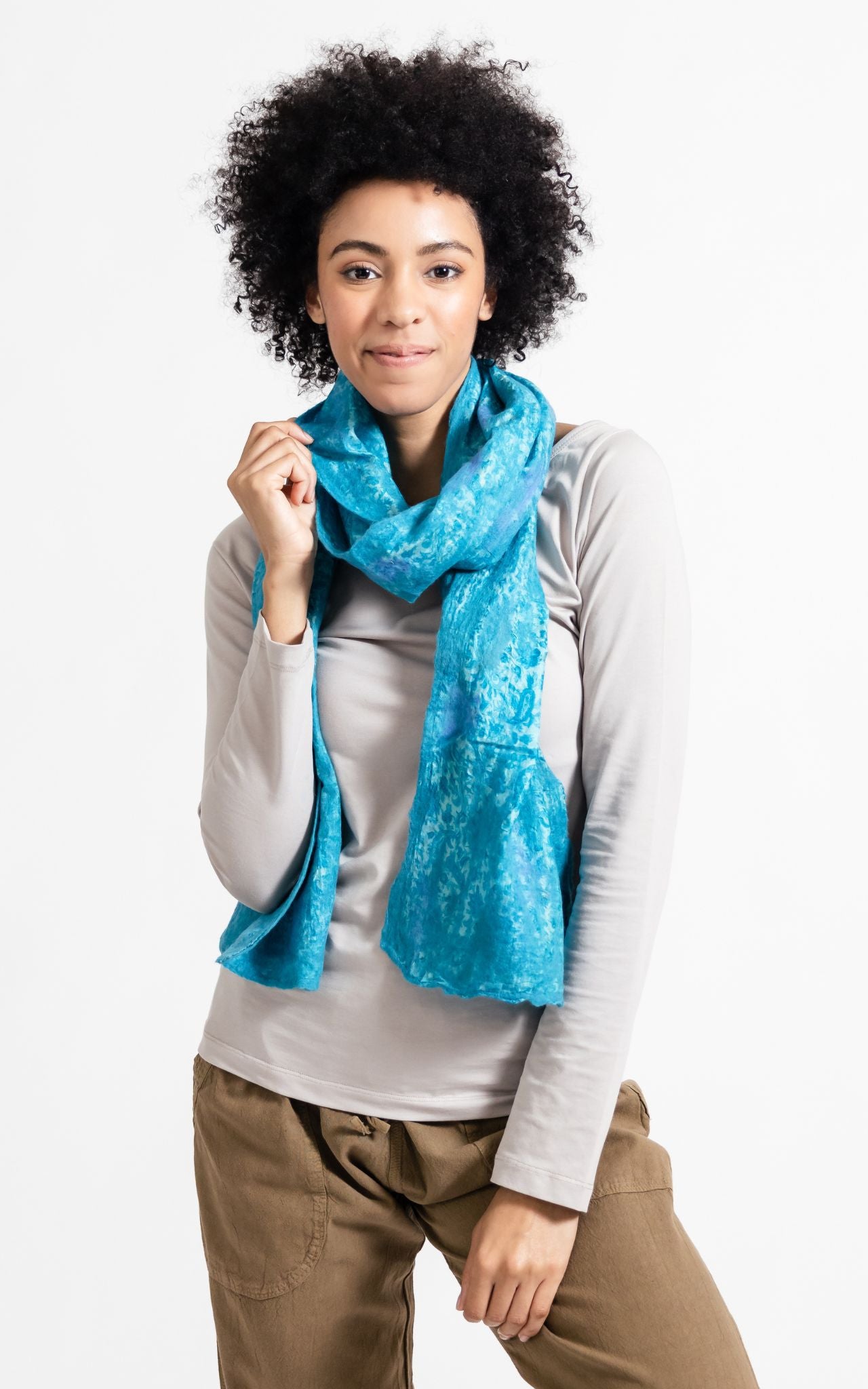 Surya Australia Ethical Felt and SIlk Scarf made in Nepal - Aqua
