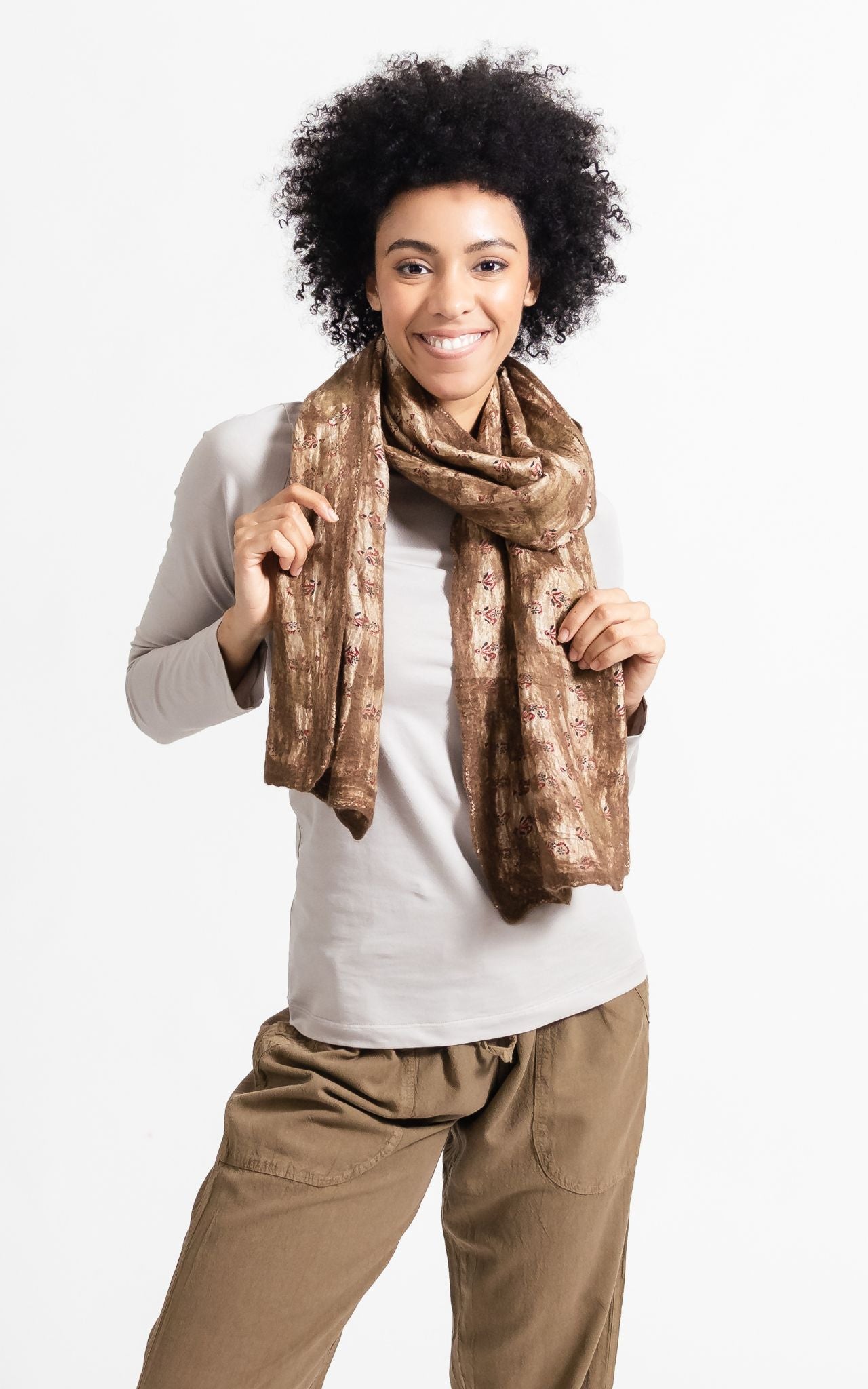 Surya Australia Ethical Felt and SIlk Scarf made in Nepal - Chocolate