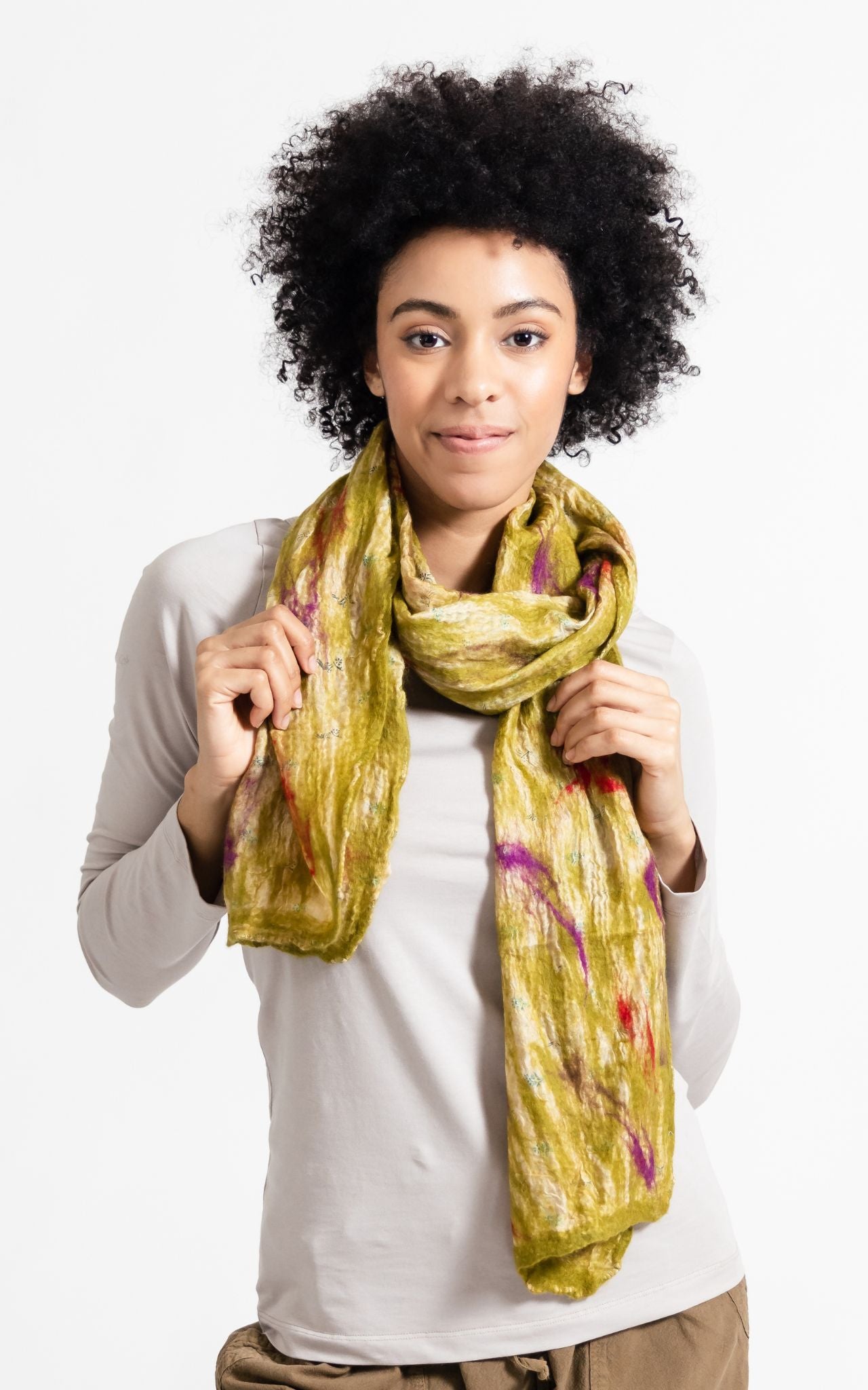 Surya Australia Ethical Felt and SIlk Scarf made in Nepal - Mustard