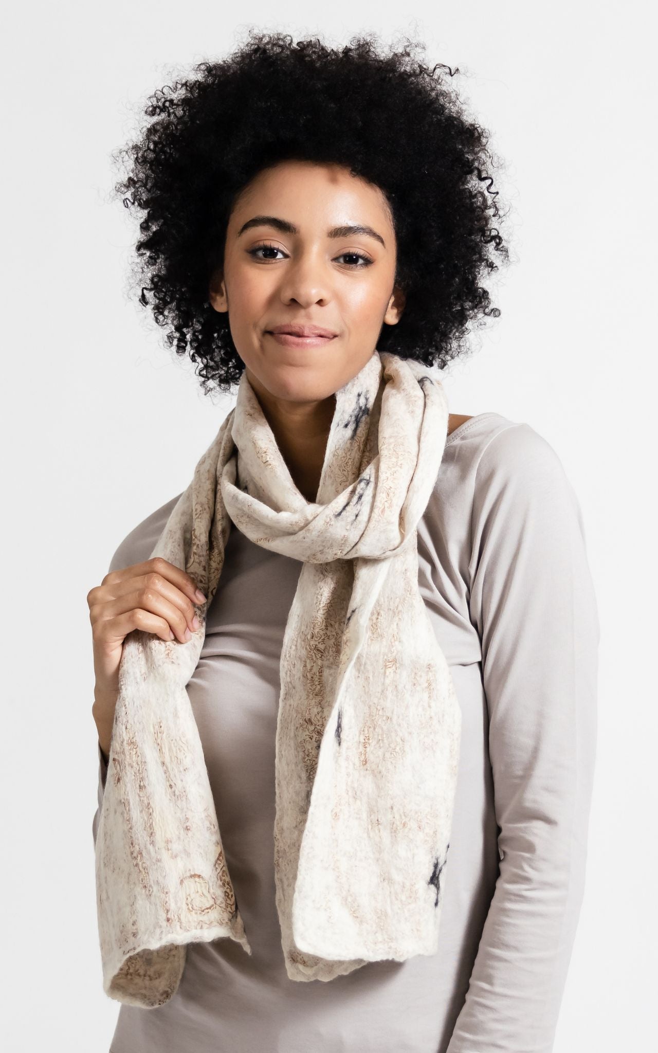 Surya Australia Ethical Felt and SIlk Scarf made in Nepal - Natural