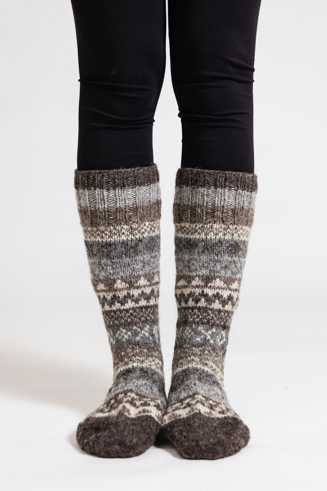 Surya Australia Wool Socks hand knitted in Nepal - Grey