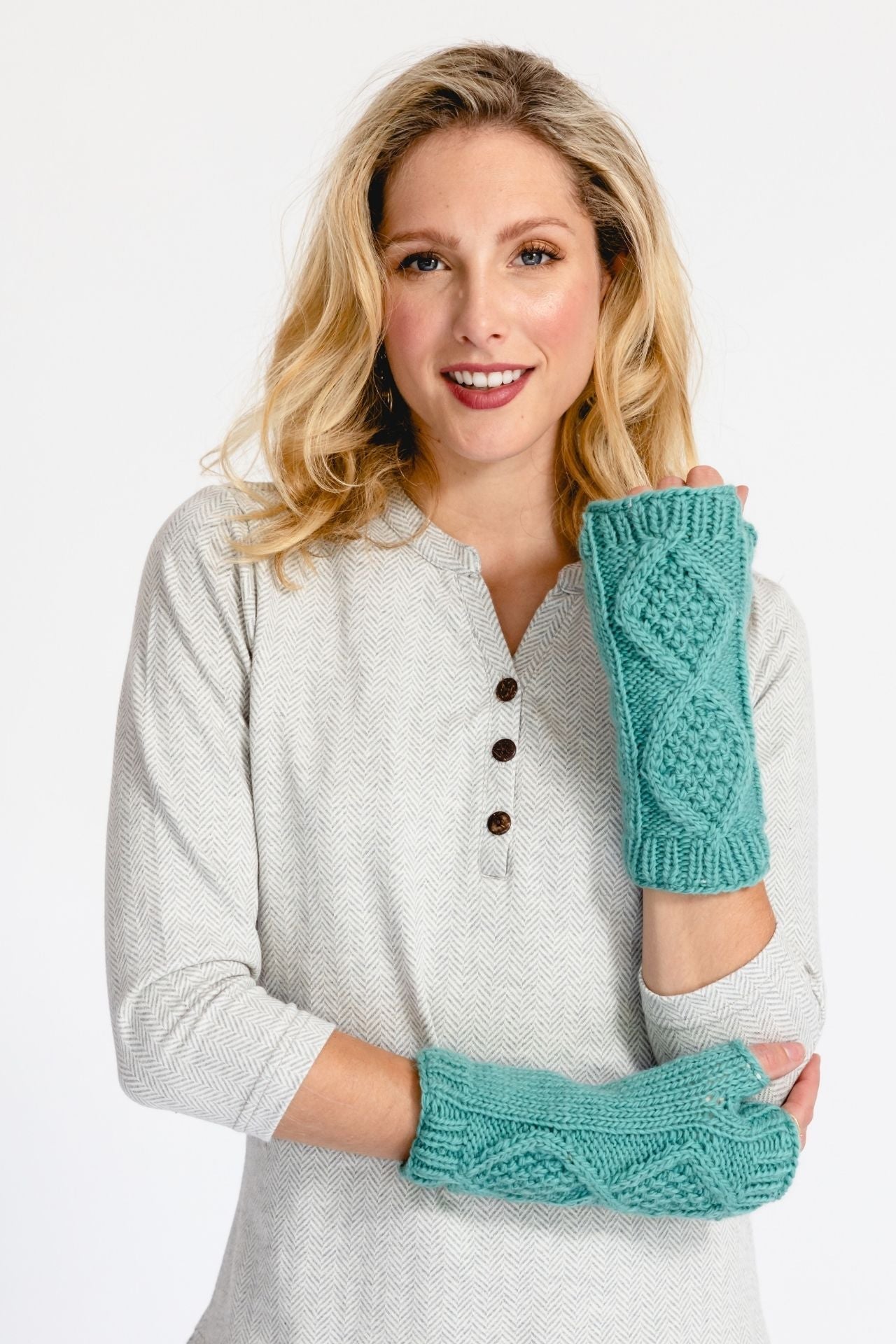 Surya Australia Ethically made Merino wool hand warmers from Nepal - aqua