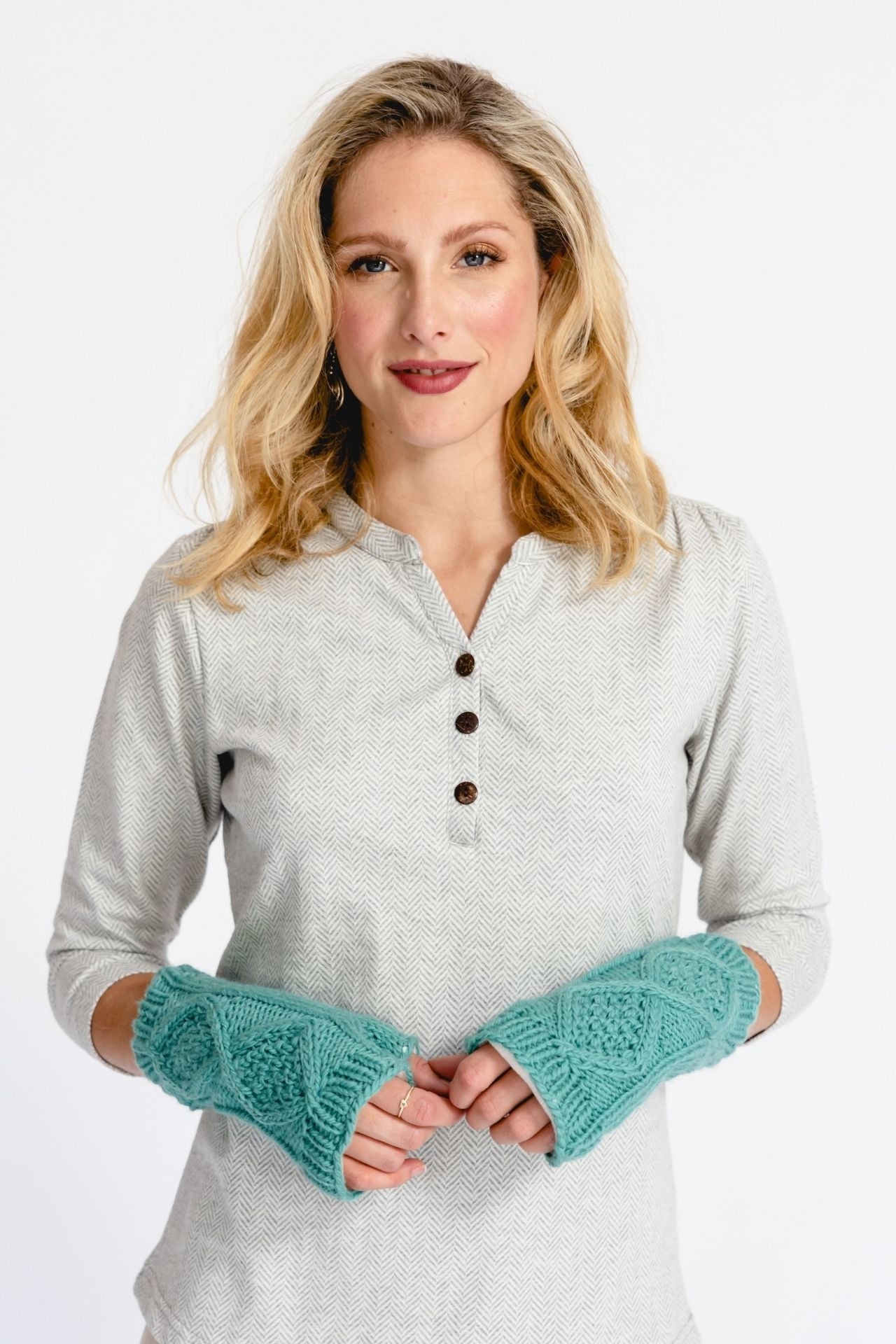 Surya Australia Ethically made Merino wool hand warmers from Nepal - aqua
