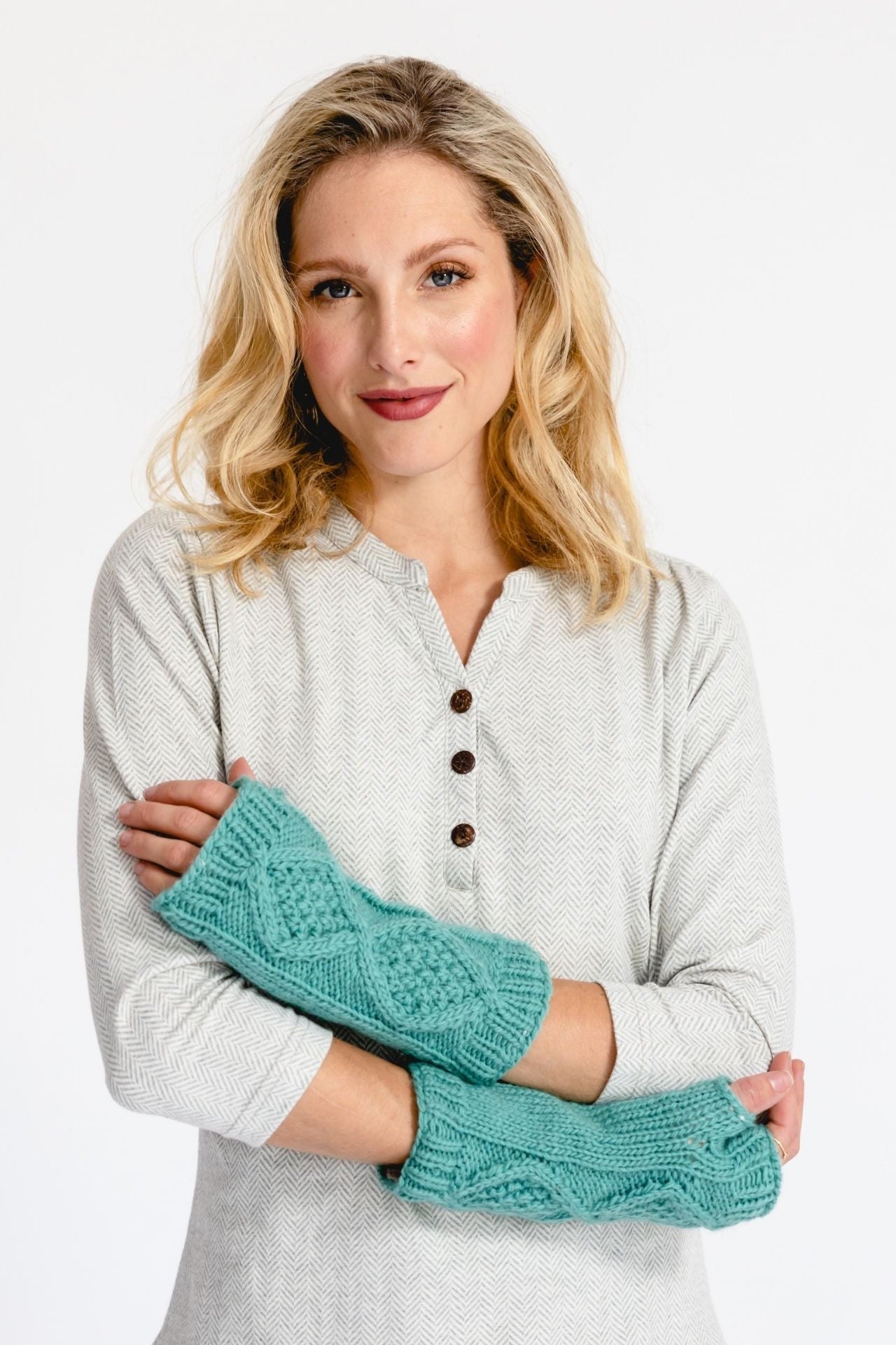 Surya Australia Ethically made Merino wool hand warmers from Nepal - aqua