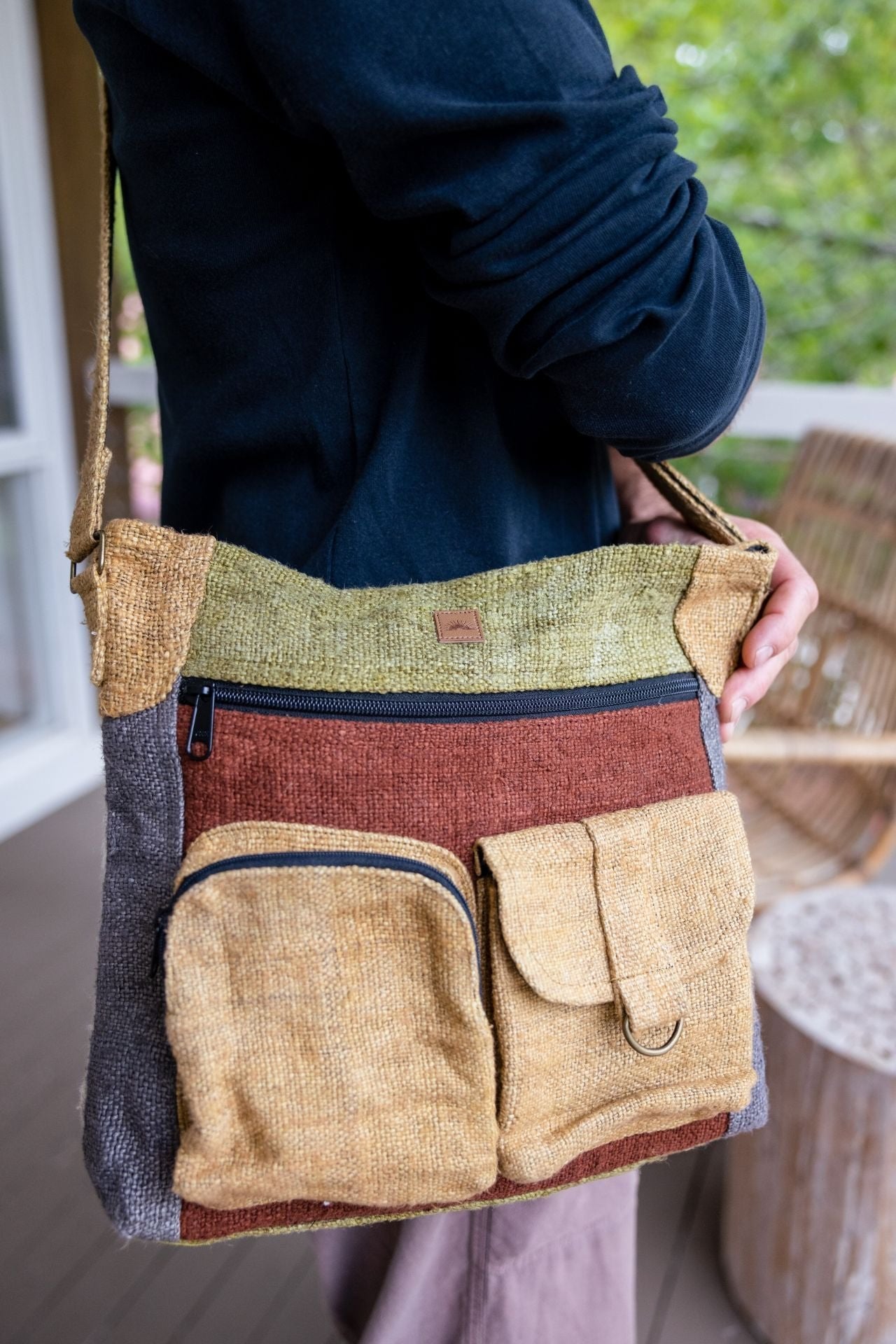 Surya Australia Hemp 'Safari' Bag for men made in Nepal - Mustard