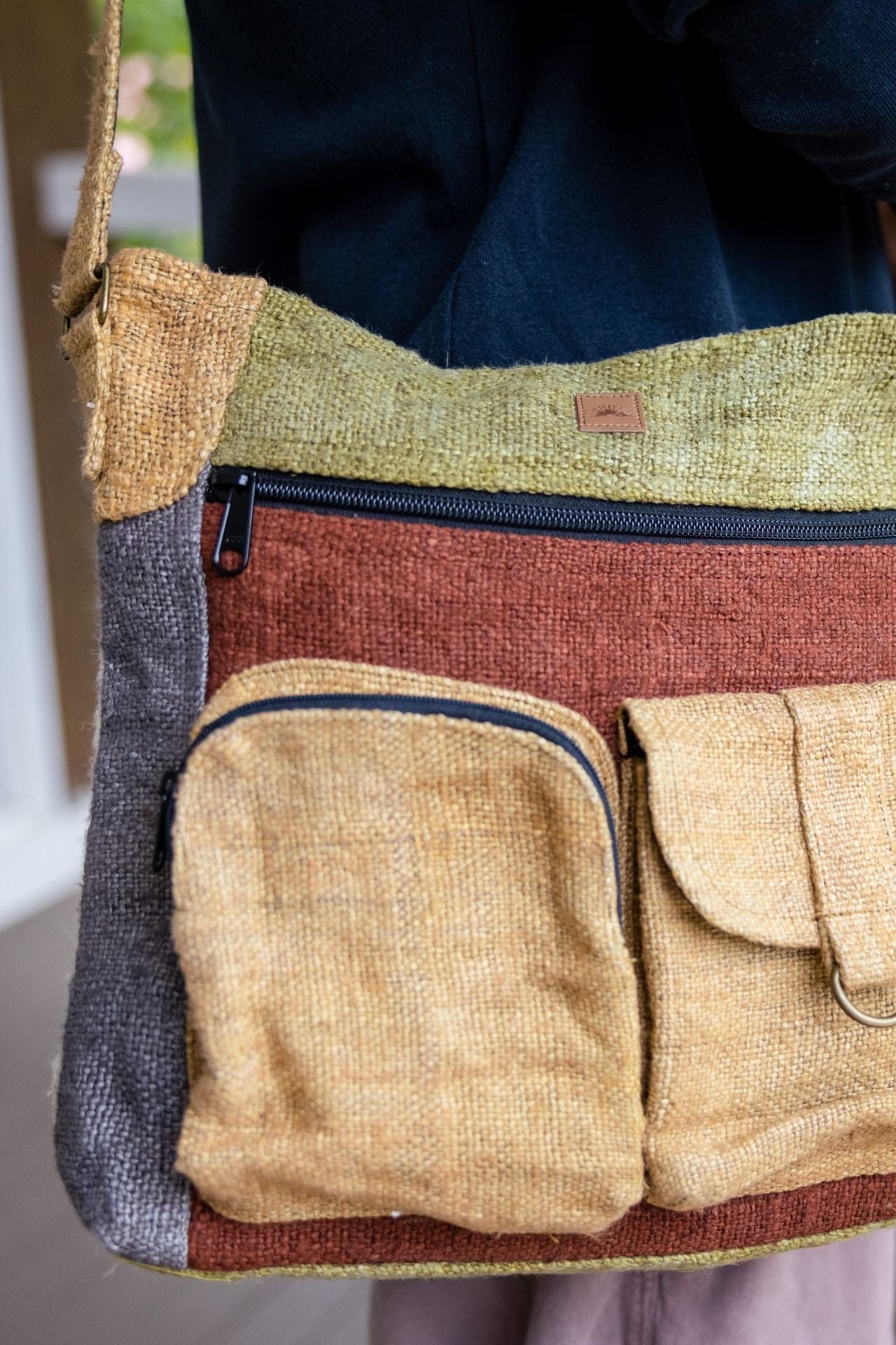 Surya Australia Hemp 'Safari' Bag for men made in Nepal - Mustard