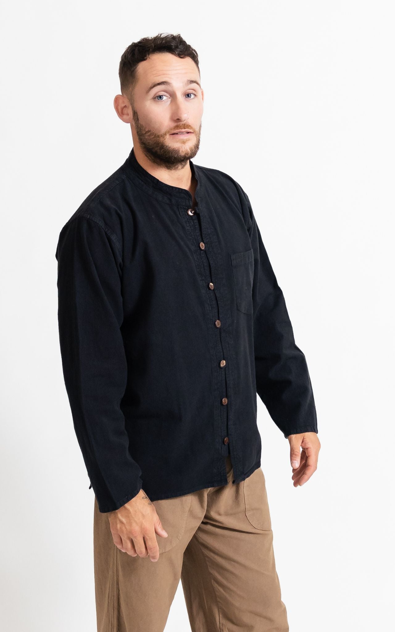 Surya Australia Cotton 'Diego' shirt from Nepal - Black