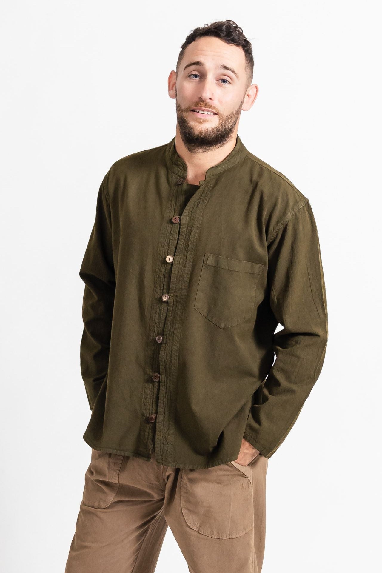 Surya Long Sleeve Cotton 'Diego' Shirt - Green