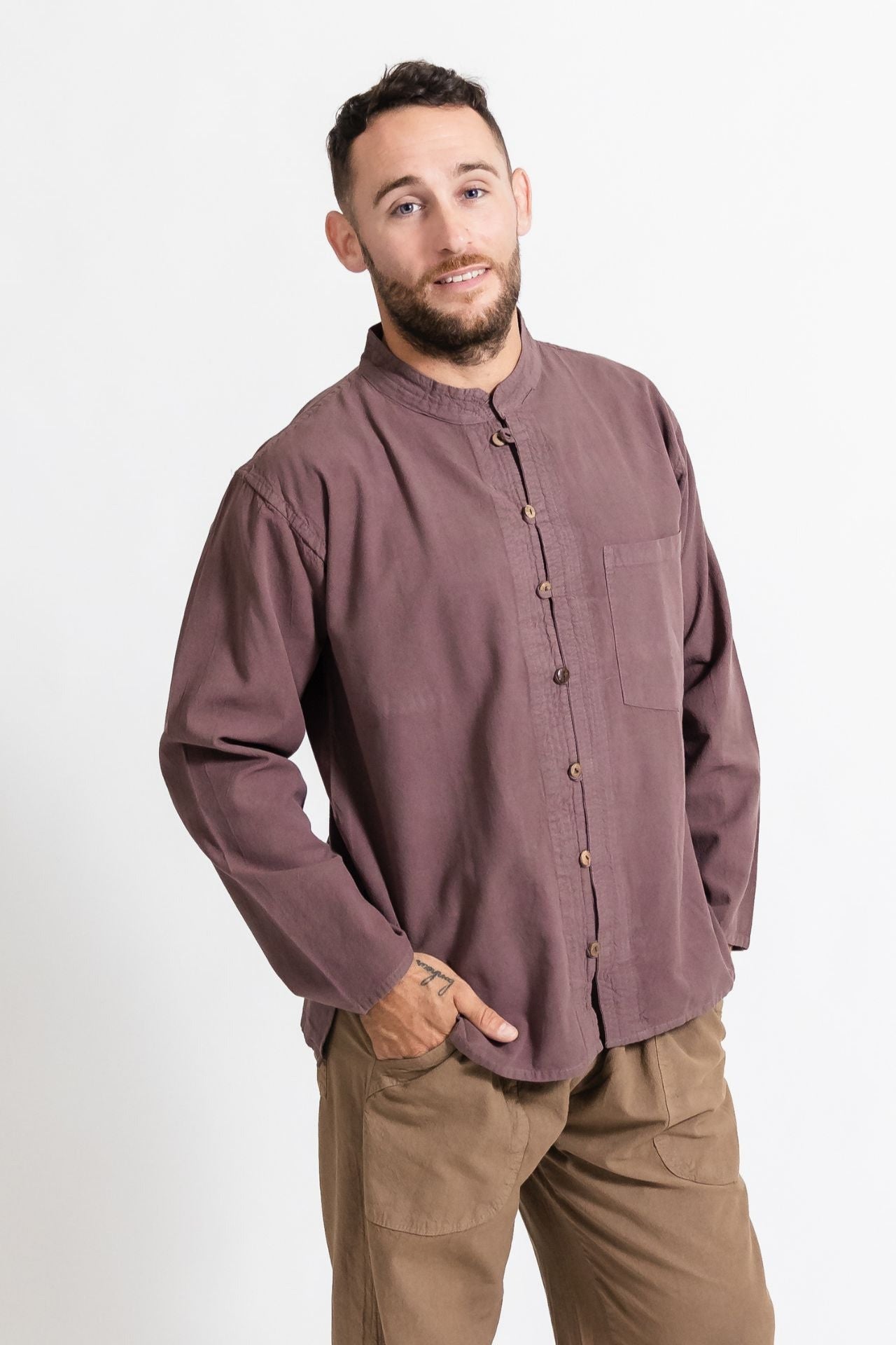 Surya Long Sleeve Cotton 'Diego' Shirt - front pocket detail