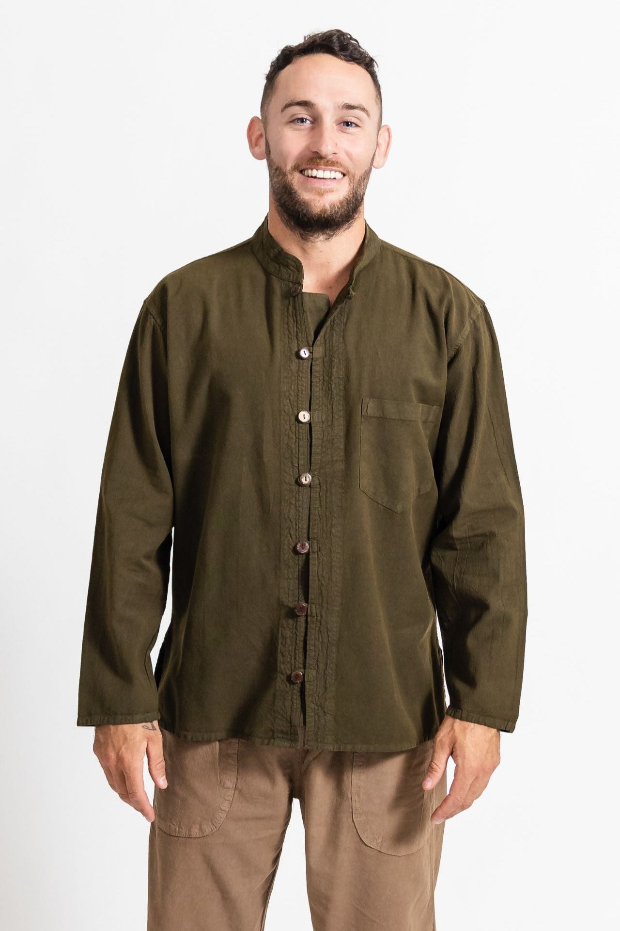 Surya Long Sleeve Cotton 'Diego' Shirt - with full length buttons