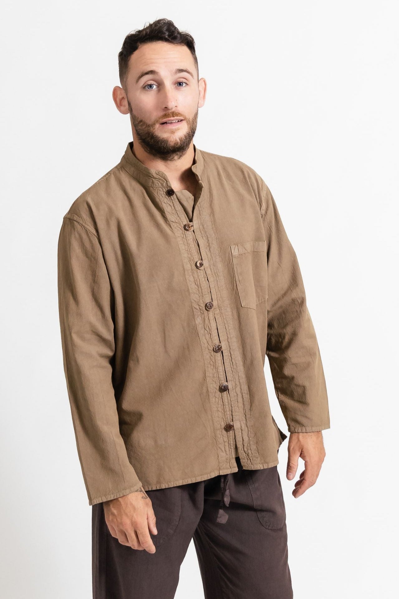 Surya Australia Cotton 'Diego' shirt from Nepal - Sand