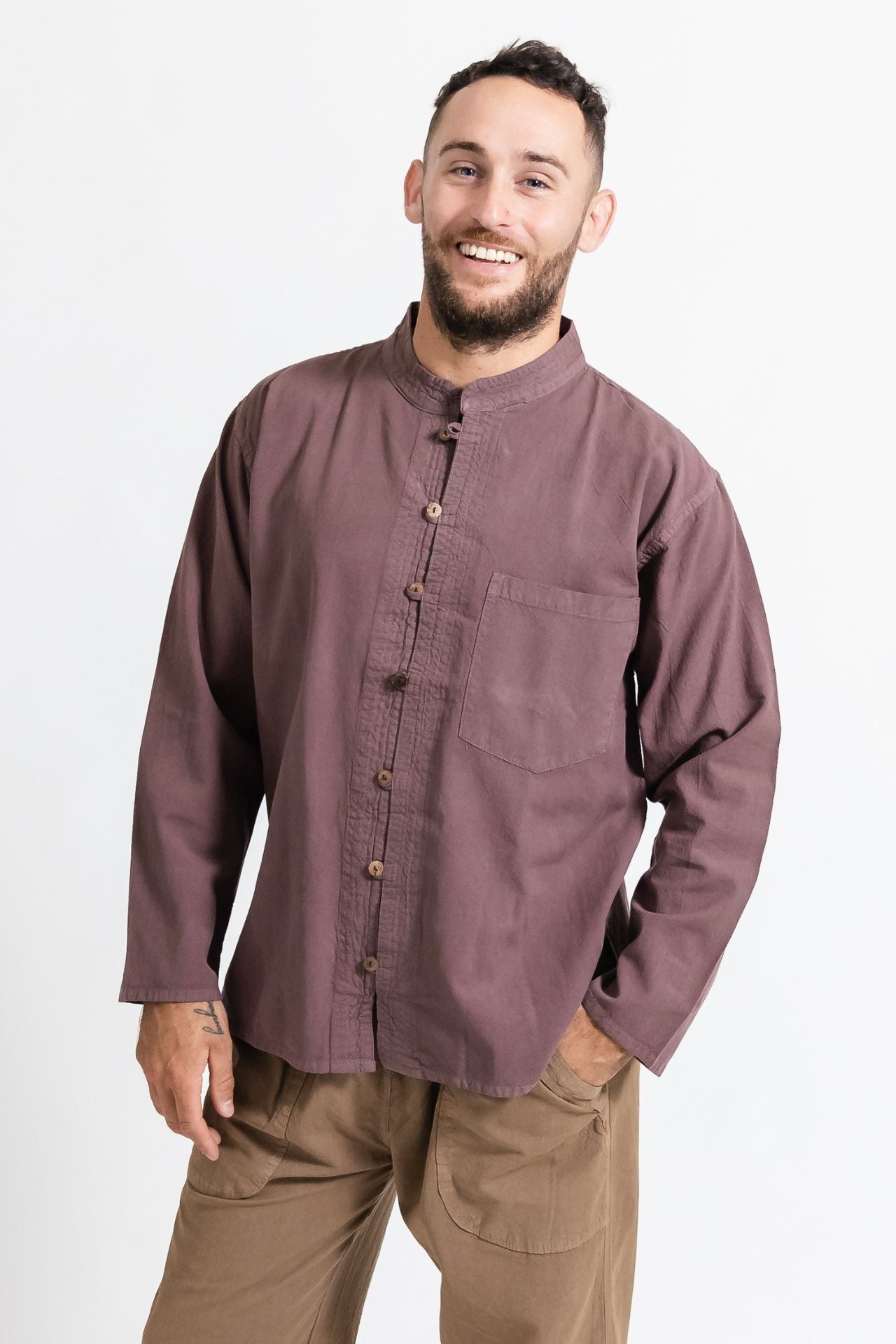 Surya Long Sleeve Cotton 'Diego' Shirt for men - Taupe