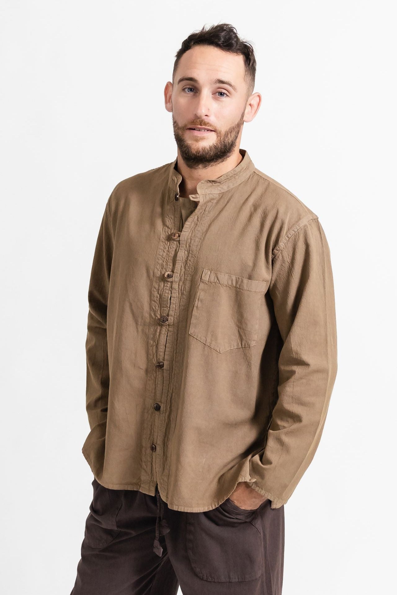 Surya Long Sleeve Cotton 'Diego' Shirt - Sand