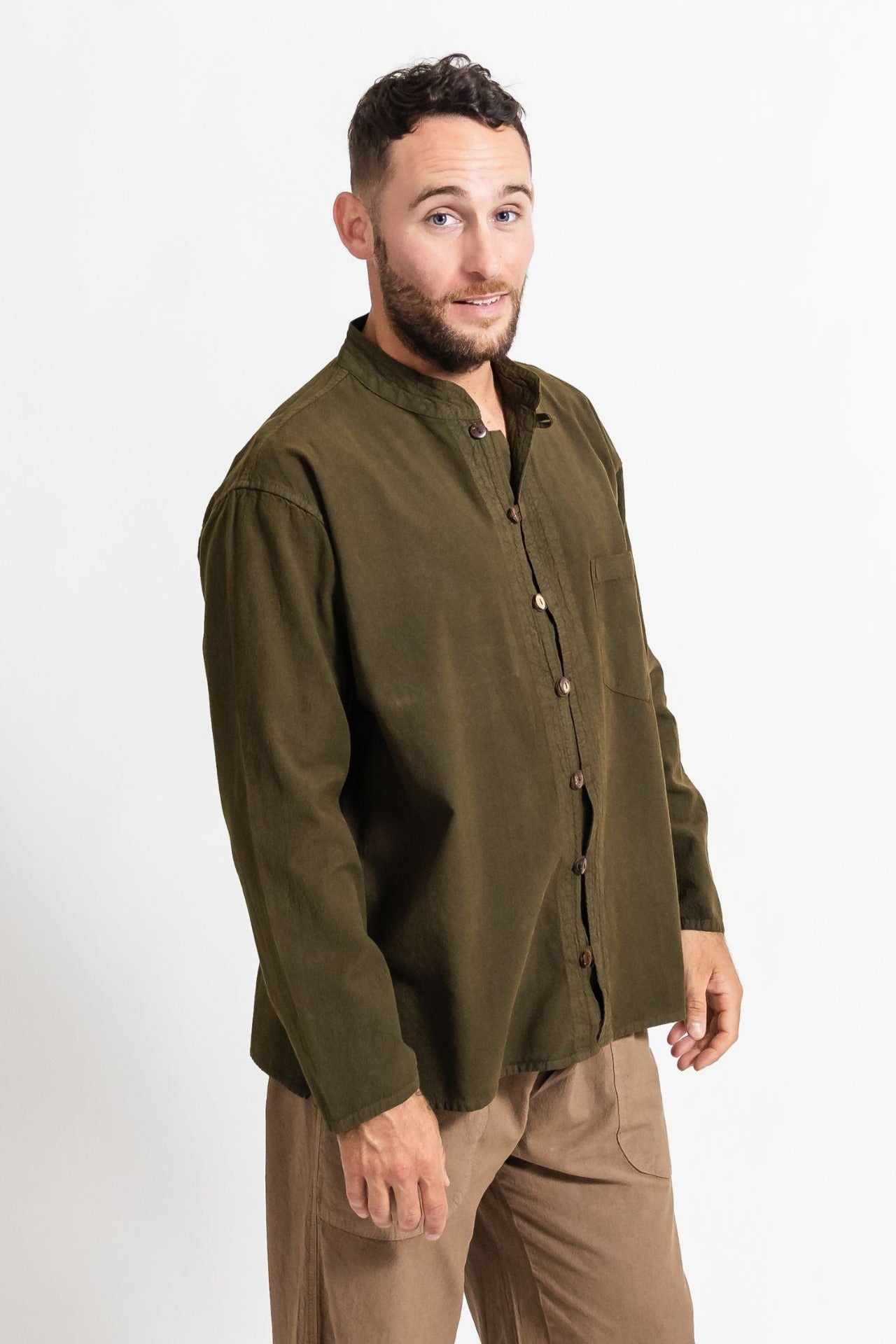 Surya Long Sleeve Cotton 'Diego' Shirt - collar detail